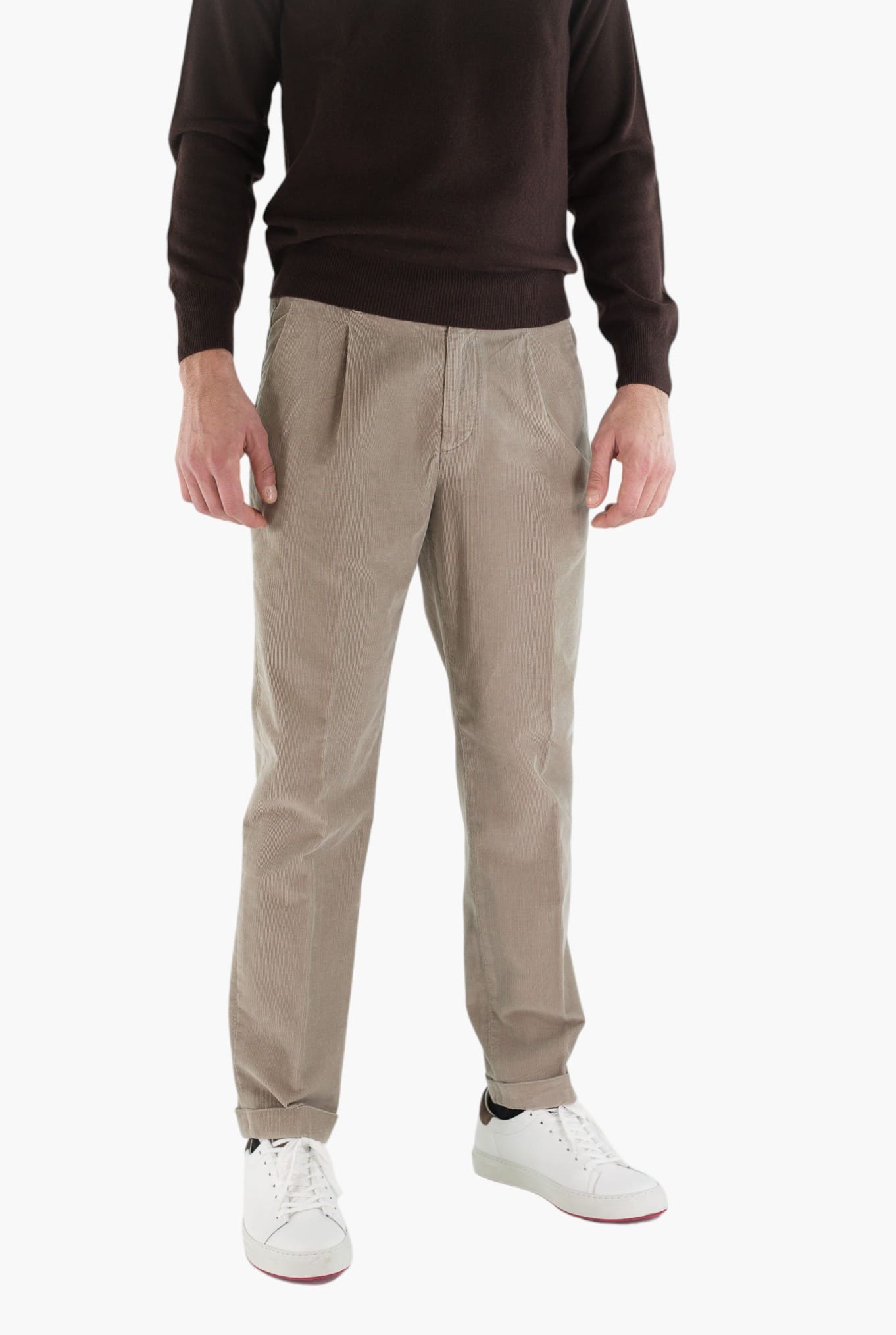 GUARINO Pantaloni Velluto Millerighe Taupe