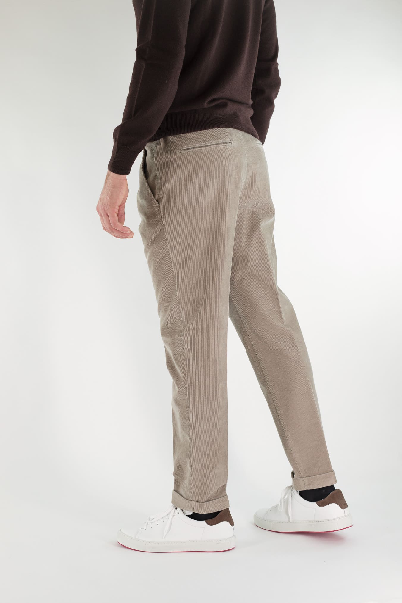 GUARINO Pantaloni Velluto Millerighe Taupe