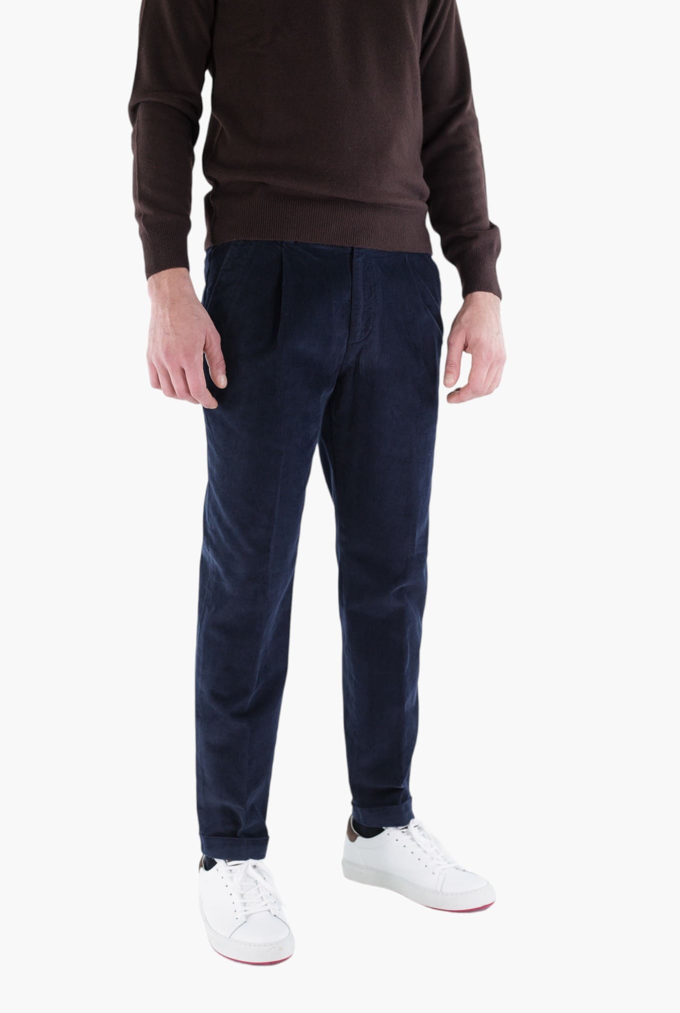 GUARINO Pantaloni Velluto Millerighe Blu Navy