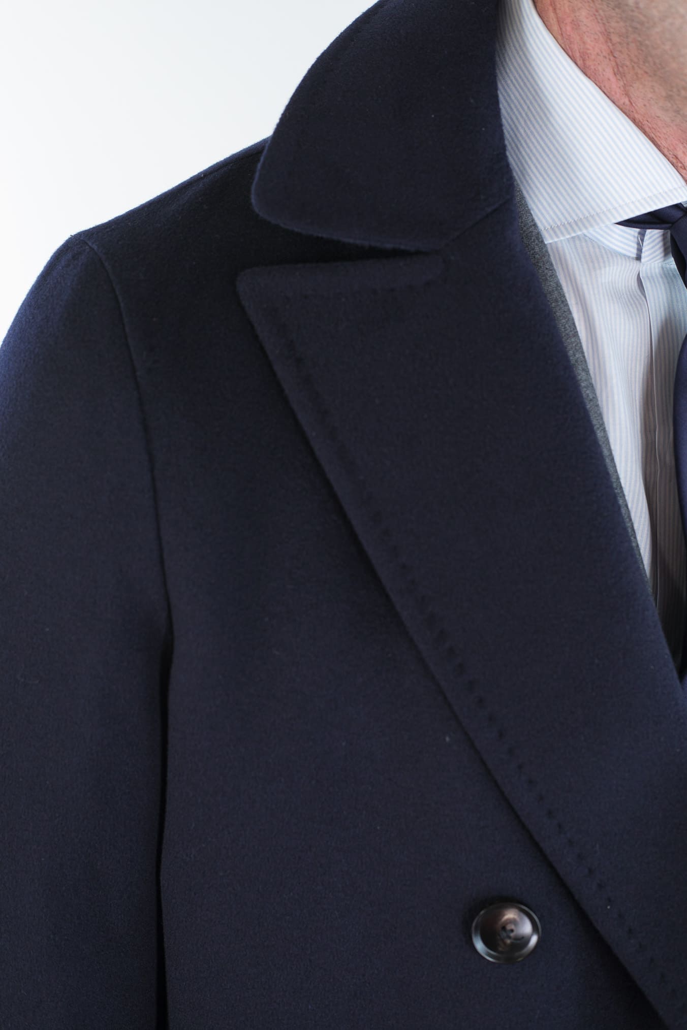 GUARINO Cappotto Doppiopetto Tessuto Loro Piana Blu