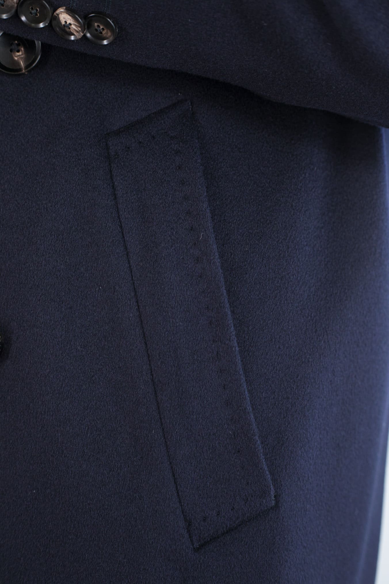 GUARINO Cappotto Doppiopetto Tessuto Loro Piana Blu