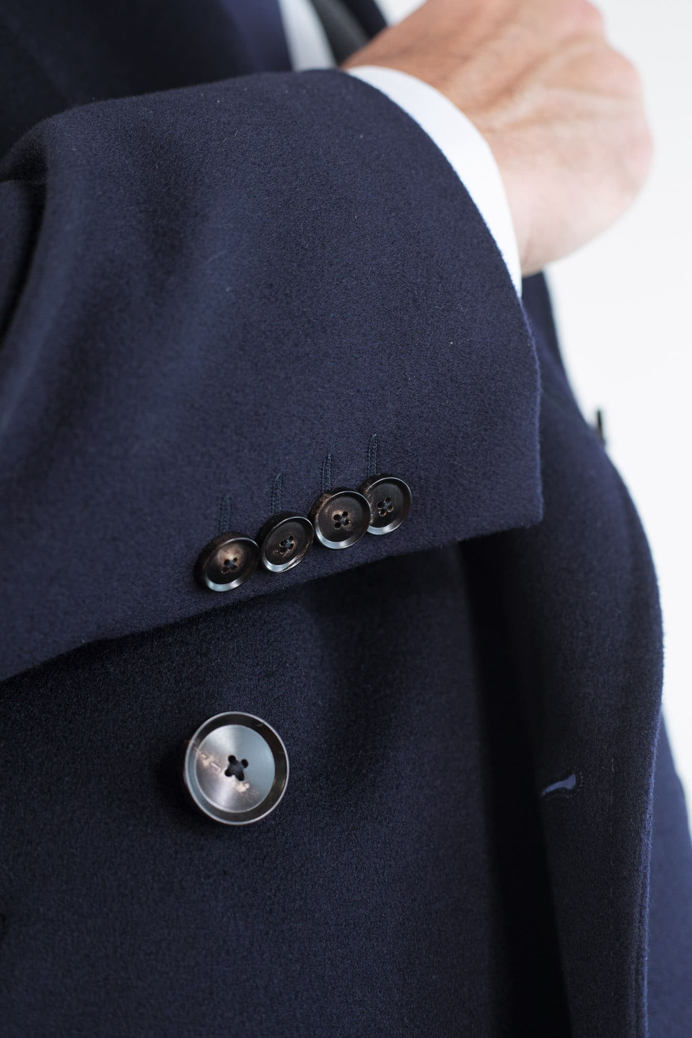 GUARINO Cappotto Doppiopetto Tessuto Loro Piana Blu