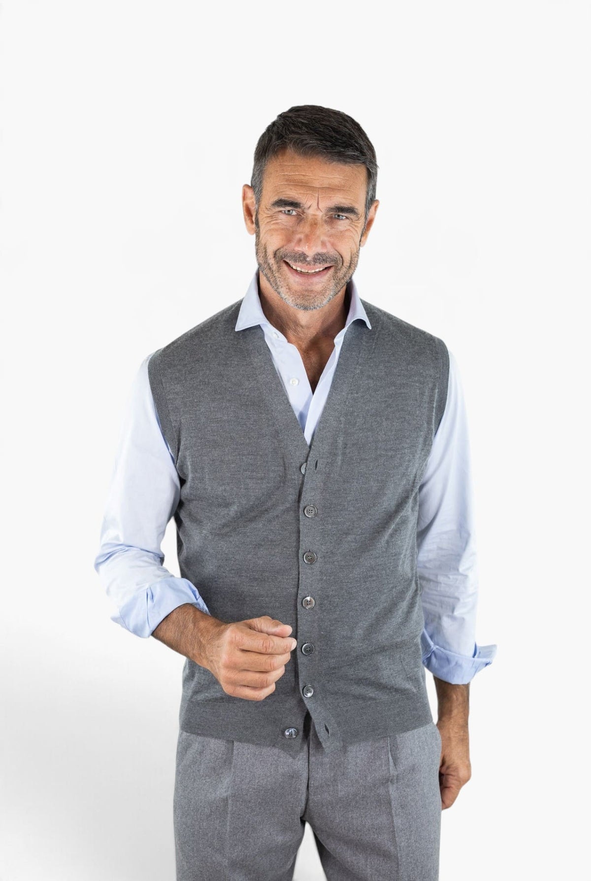 GUARINO Gilet Cashmere Bottoni Grigio
