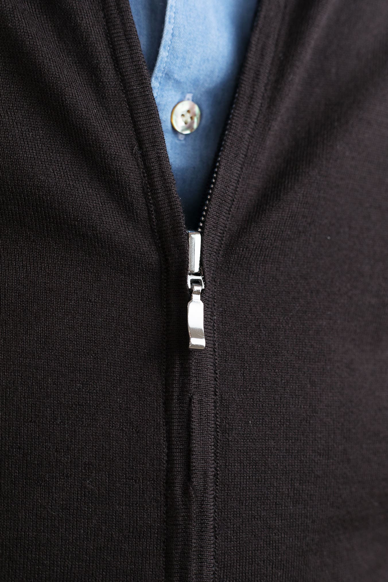 GUARINO Maglia Reversibile Full Zip Cashmere/Seta Blu/Testa di Moro