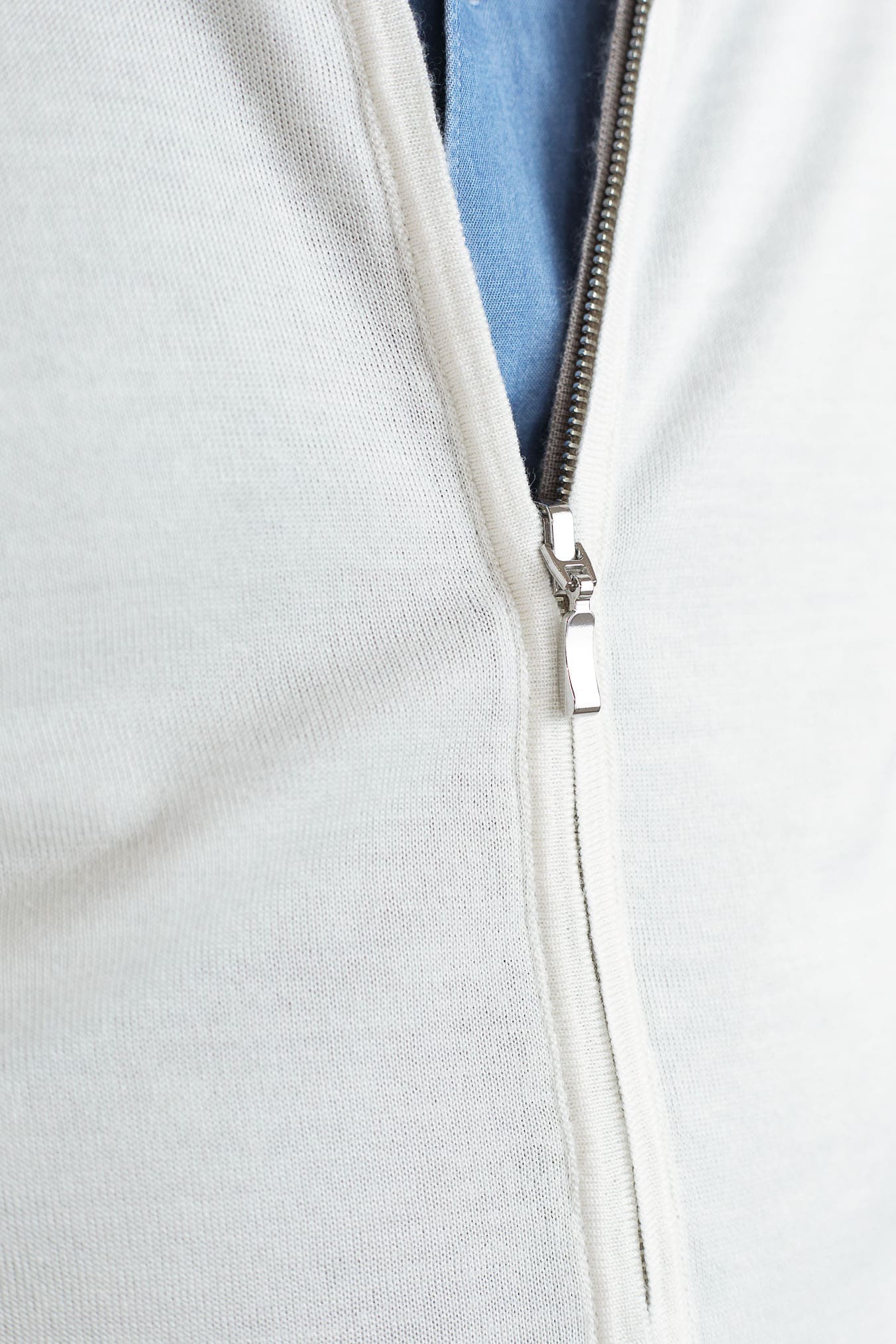 GUARINO Maglia Reversibile Full Zip Cashmere/Seta Beige/Bianco