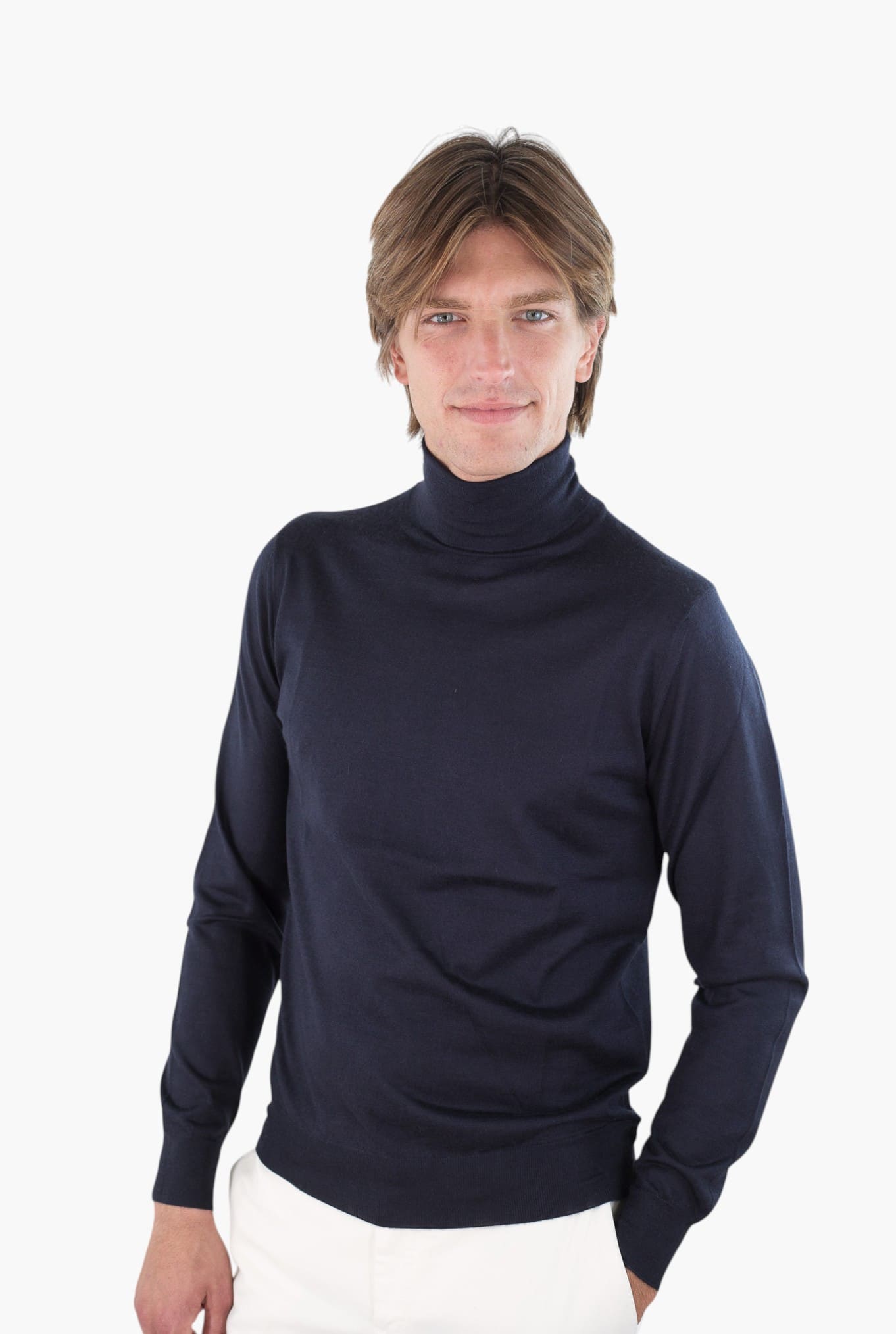 GUARINO Dolcevita Cashmere e Seta Superlight Blu Navy