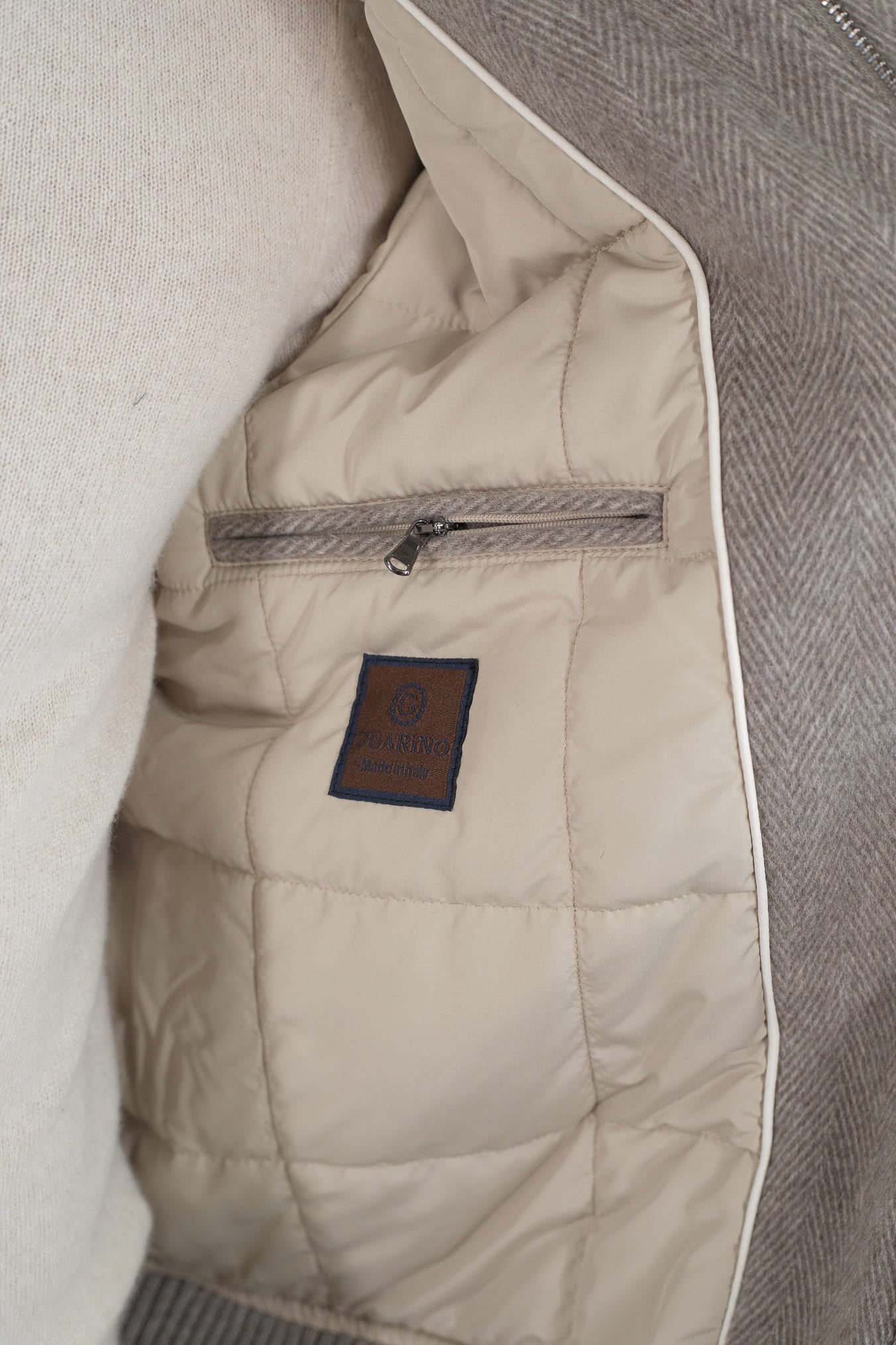 GUARINO Giubbino Chevron Cashmere Loro Piana Beige