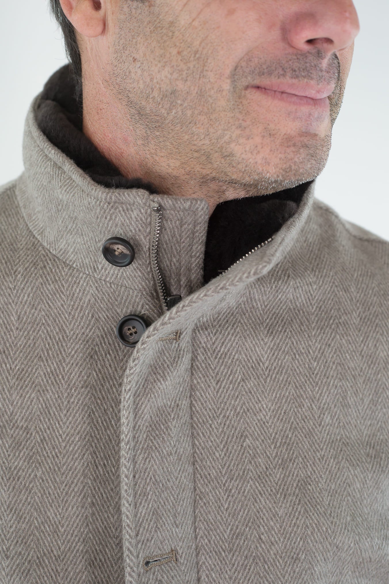 GUARINO Giubbino Chevron Cashmere Loro Piana Beige