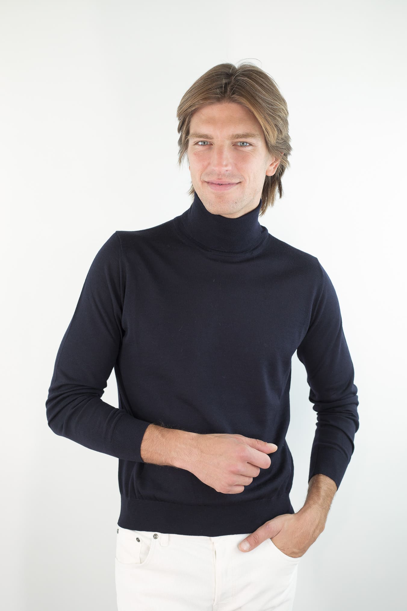 GUARINO Dolcevita Lana Super 140's Blu Navy