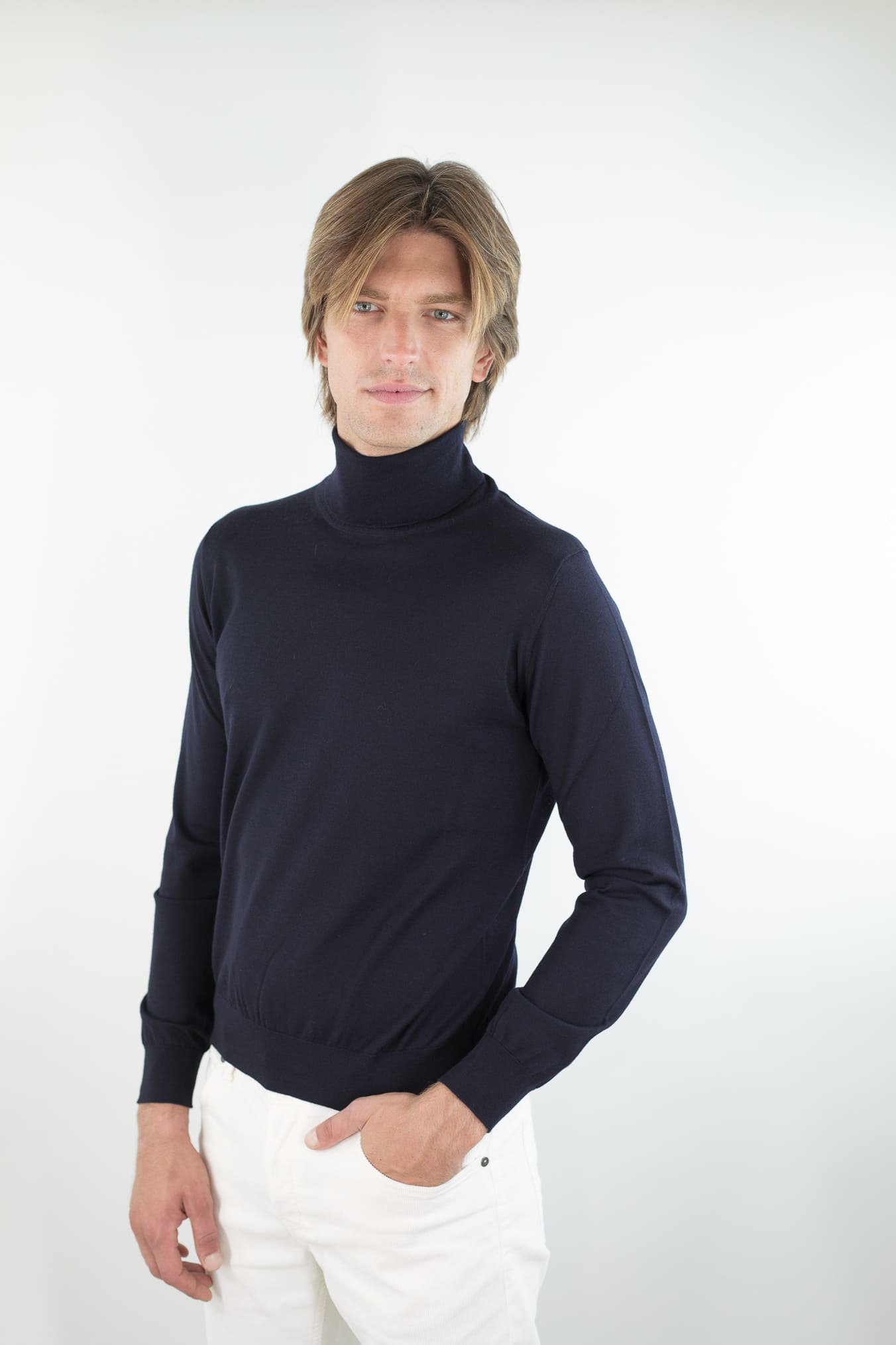 GUARINO Dolcevita Lana Super 140's Blu Navy