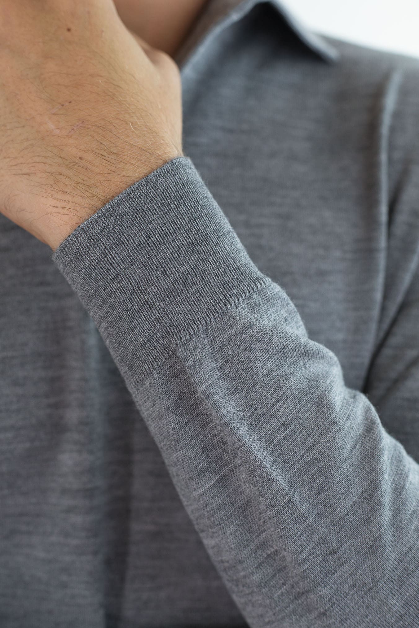 GUARINO Polo Collo Camicia Merinos 120's Grigio