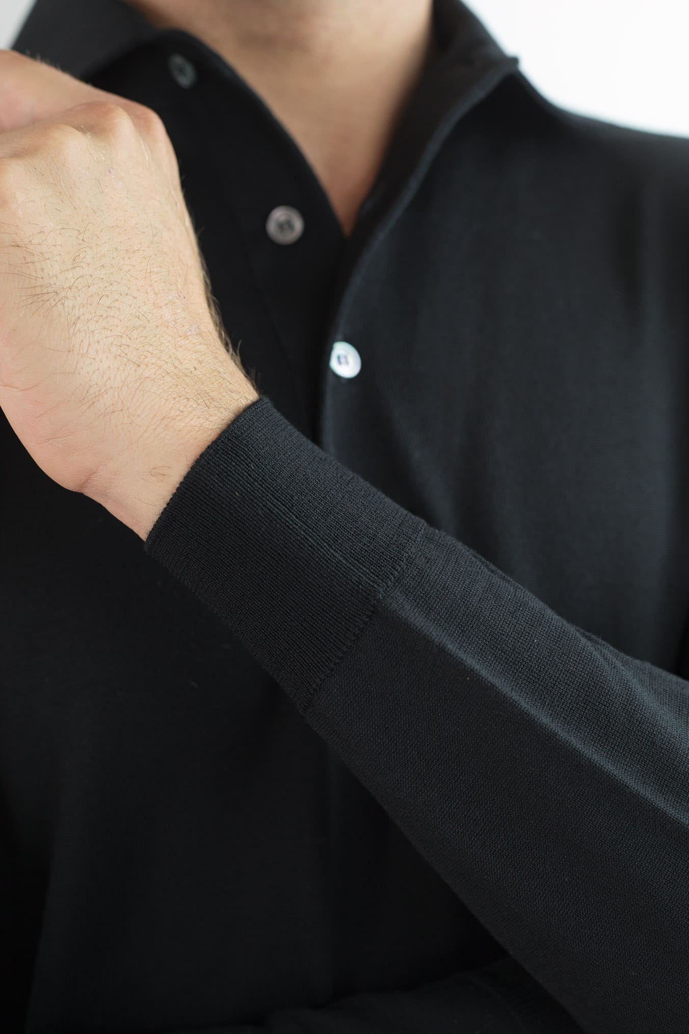 GUARINO Polo Collo Camicia Merinos 120's Nero