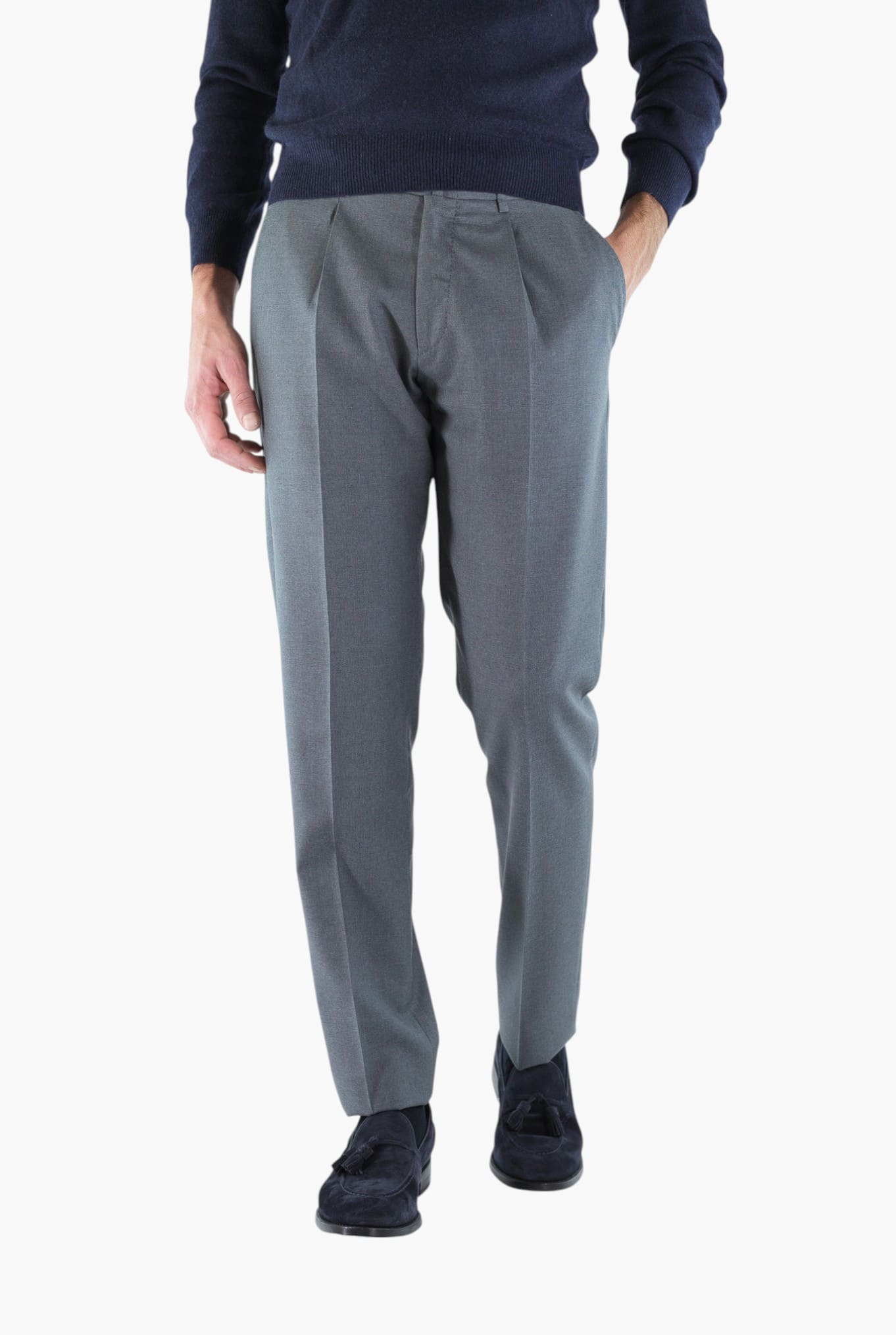 GUARINO Pantaloni Flanella Lana Grigio Medio