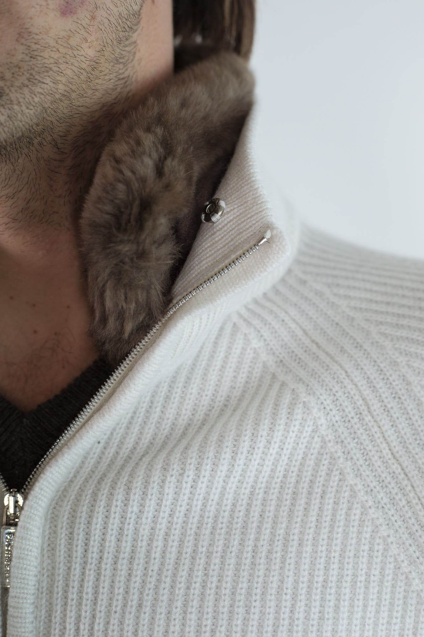 PASHMERE Maglia Full Zip Cashmere Castorino Bianco