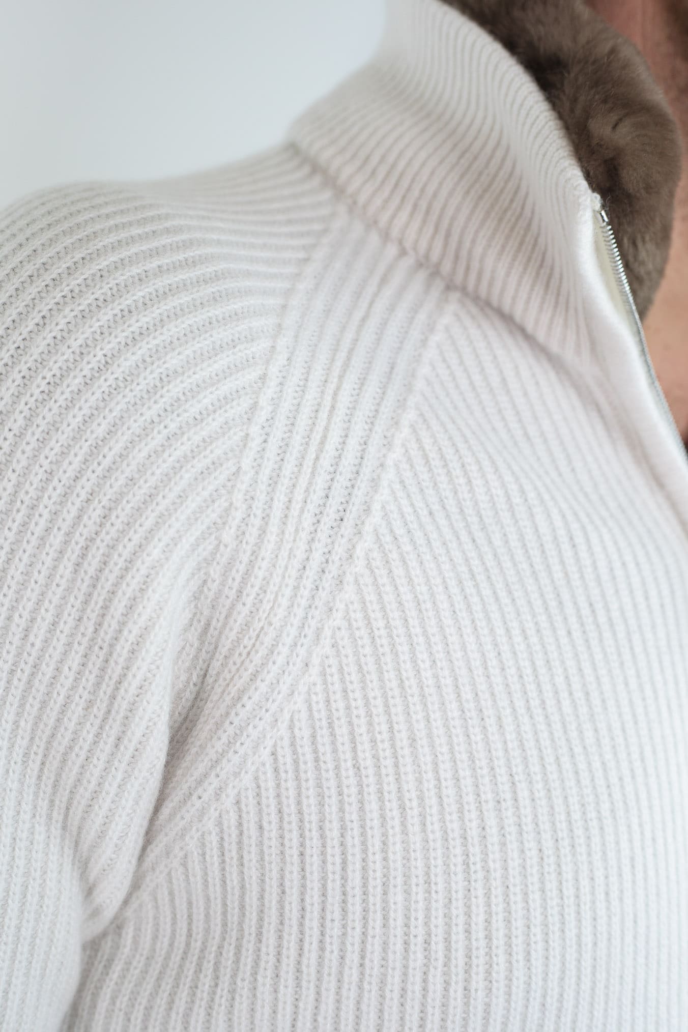 PASHMERE Maglia Full Zip Cashmere Castorino Bianco