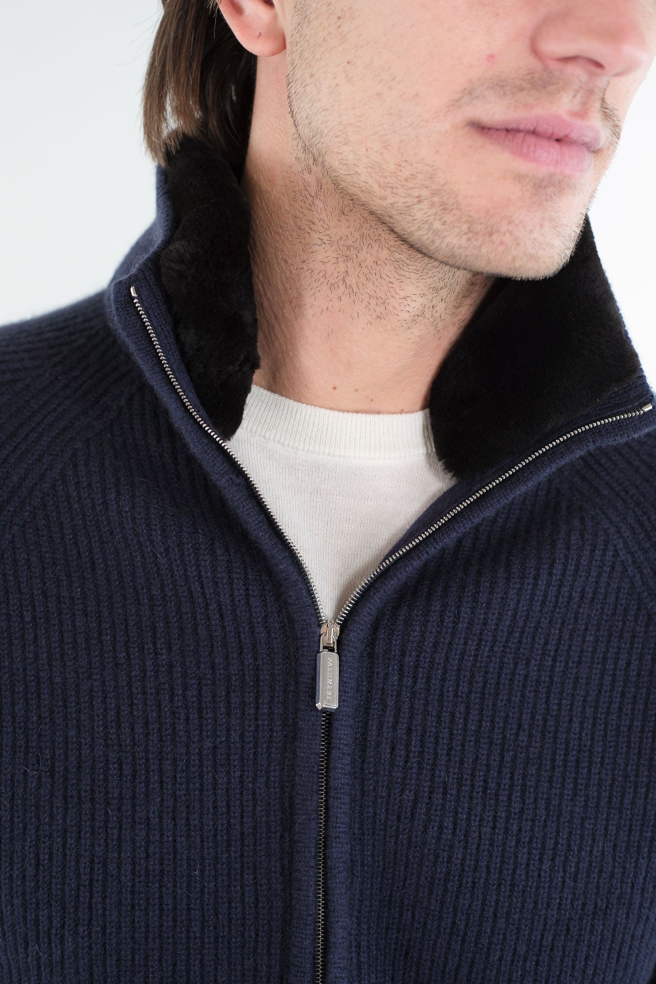 PASHMERE Maglia Full Zip Cashmere Castorino Blu Navy
