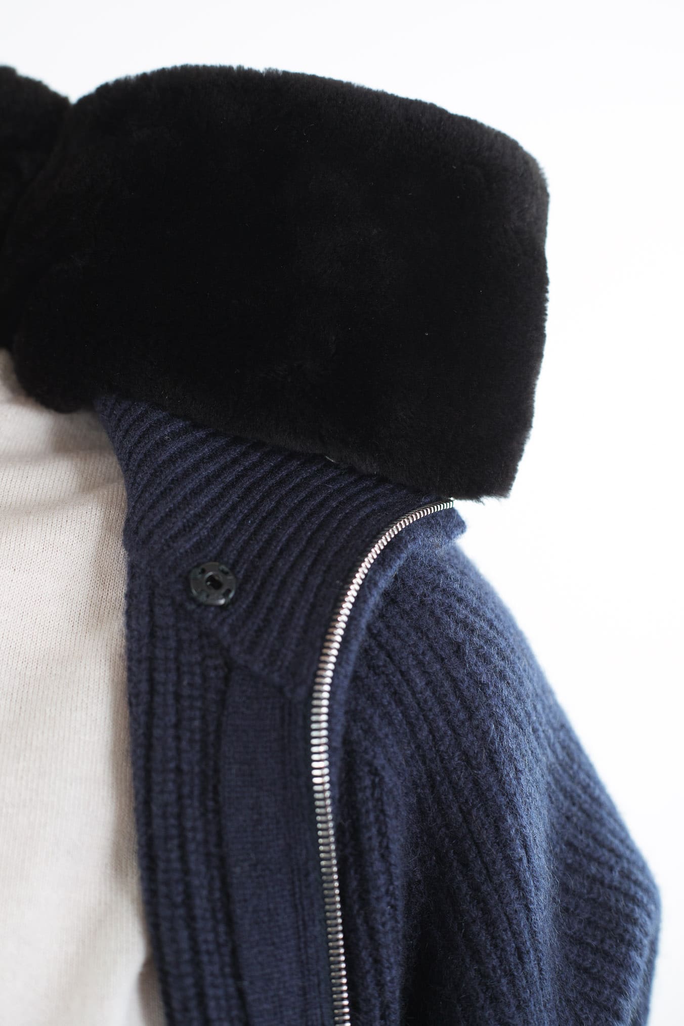 PASHMERE Maglia Full Zip Cashmere Castorino Blu Navy