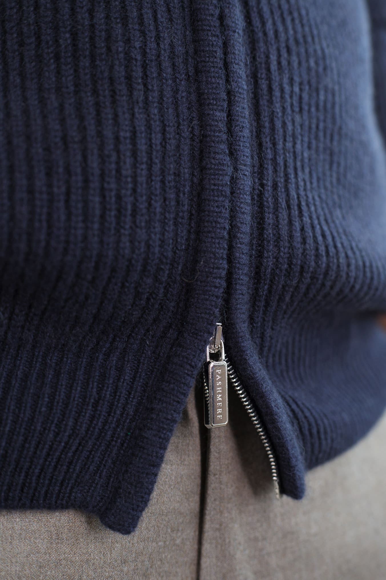 PASHMERE Maglia Full Zip Cashmere Castorino Blu Navy