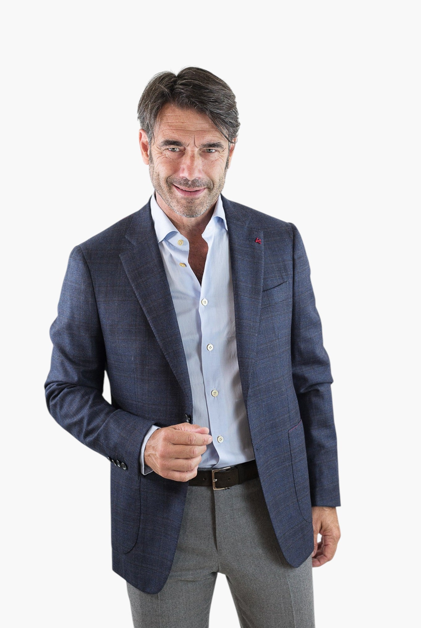 ISAIA Giacca Principe di Galles Blu/Marrone