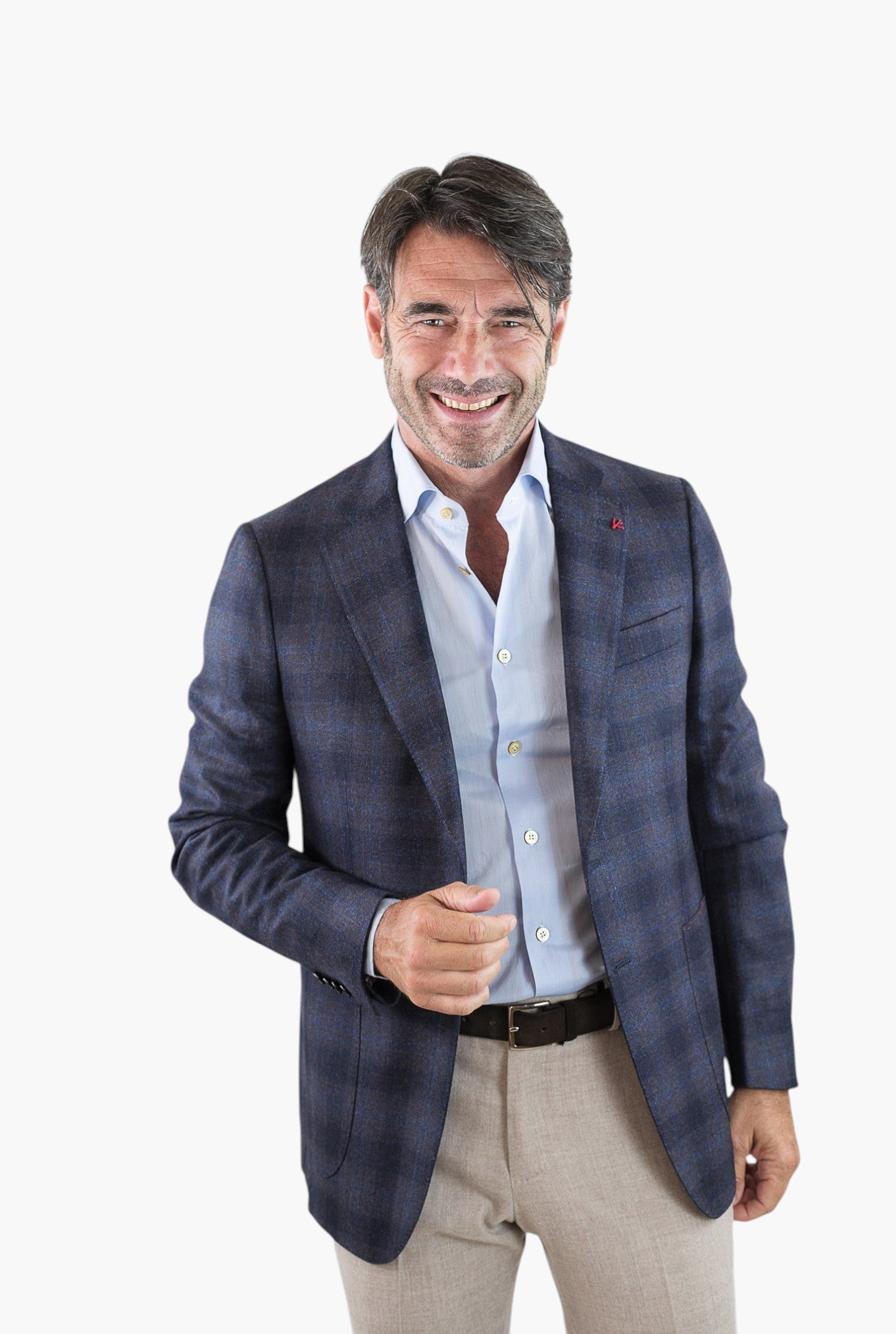 ISAIA Giacca Check Blu/Marrone