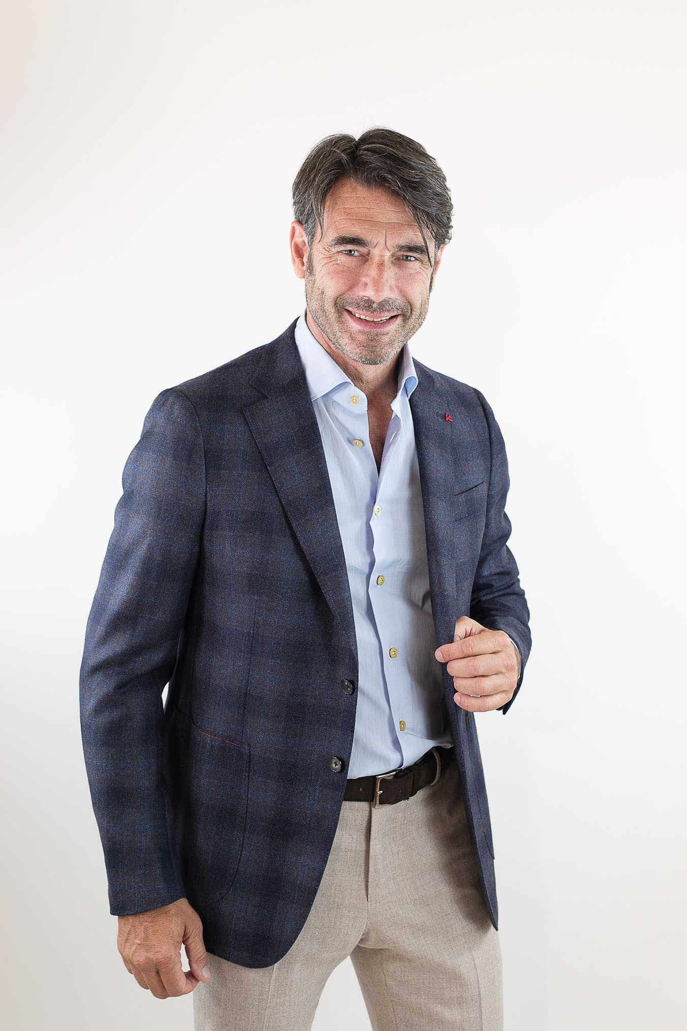 ISAIA Giacca Check Blu/Marrone