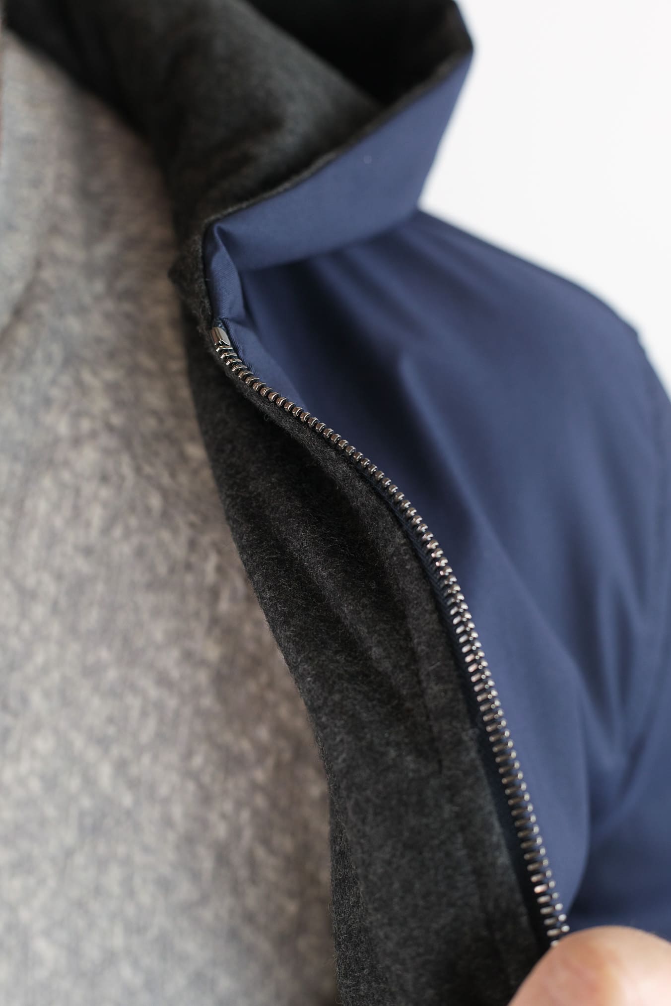 ISAIA Giubbino Reversibile Cappuccio Blu/Grigio