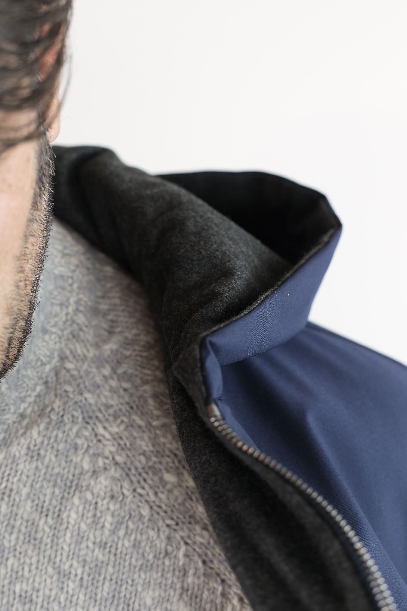 ISAIA Giubbino Reversibile Cappuccio Blu/Grigio