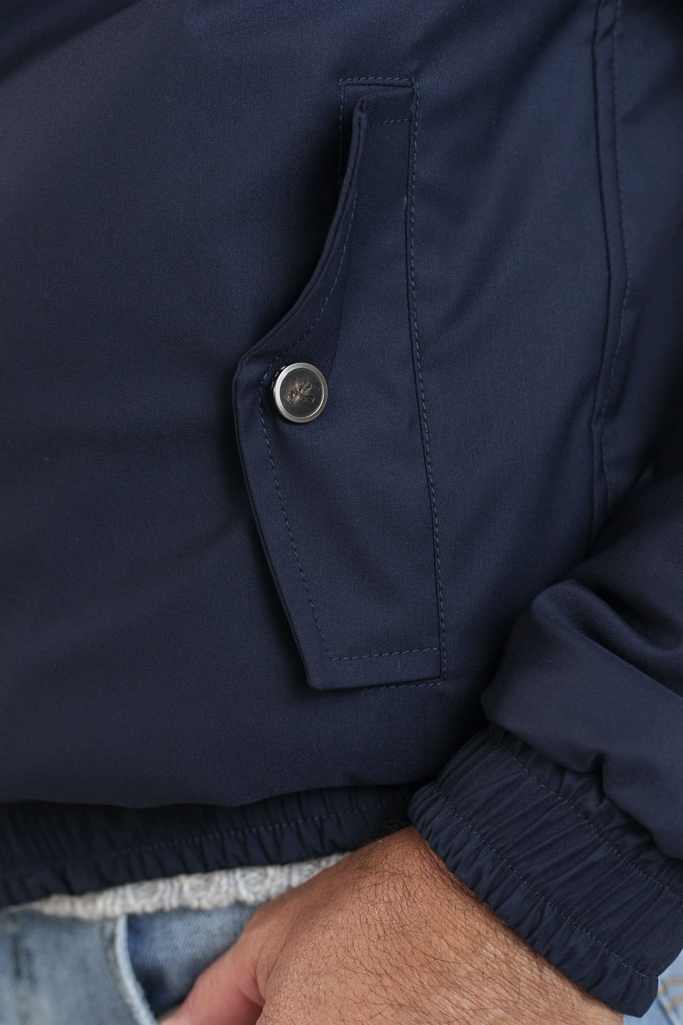 ISAIA Giubbino Reversibile Cappuccio Blu/Grigio