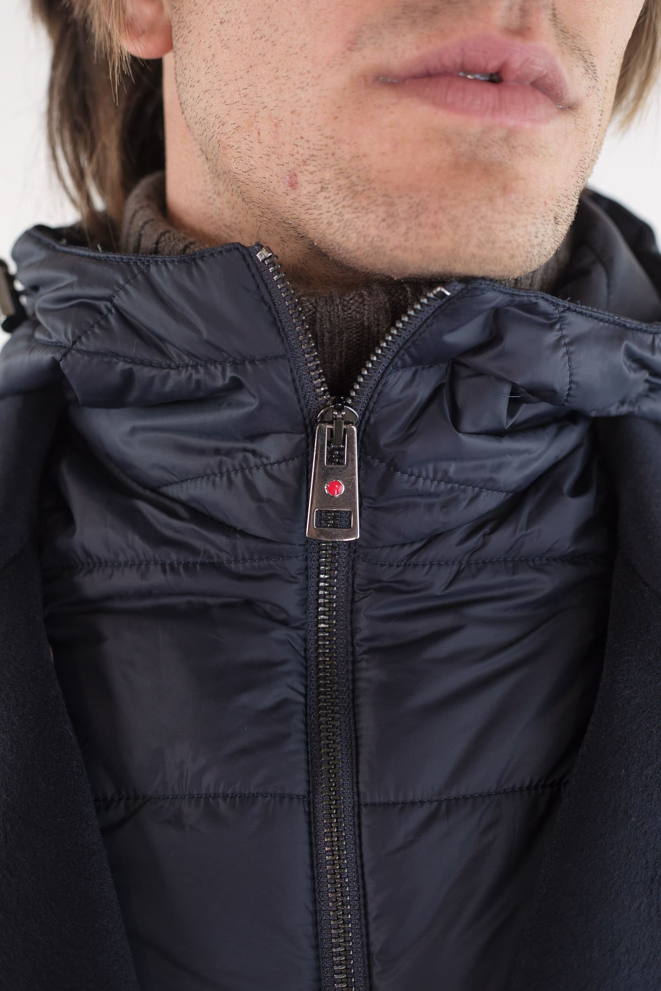 KIRED Giaccone Cashmere Doppiopetto "Jannu" Blu Cappuccio