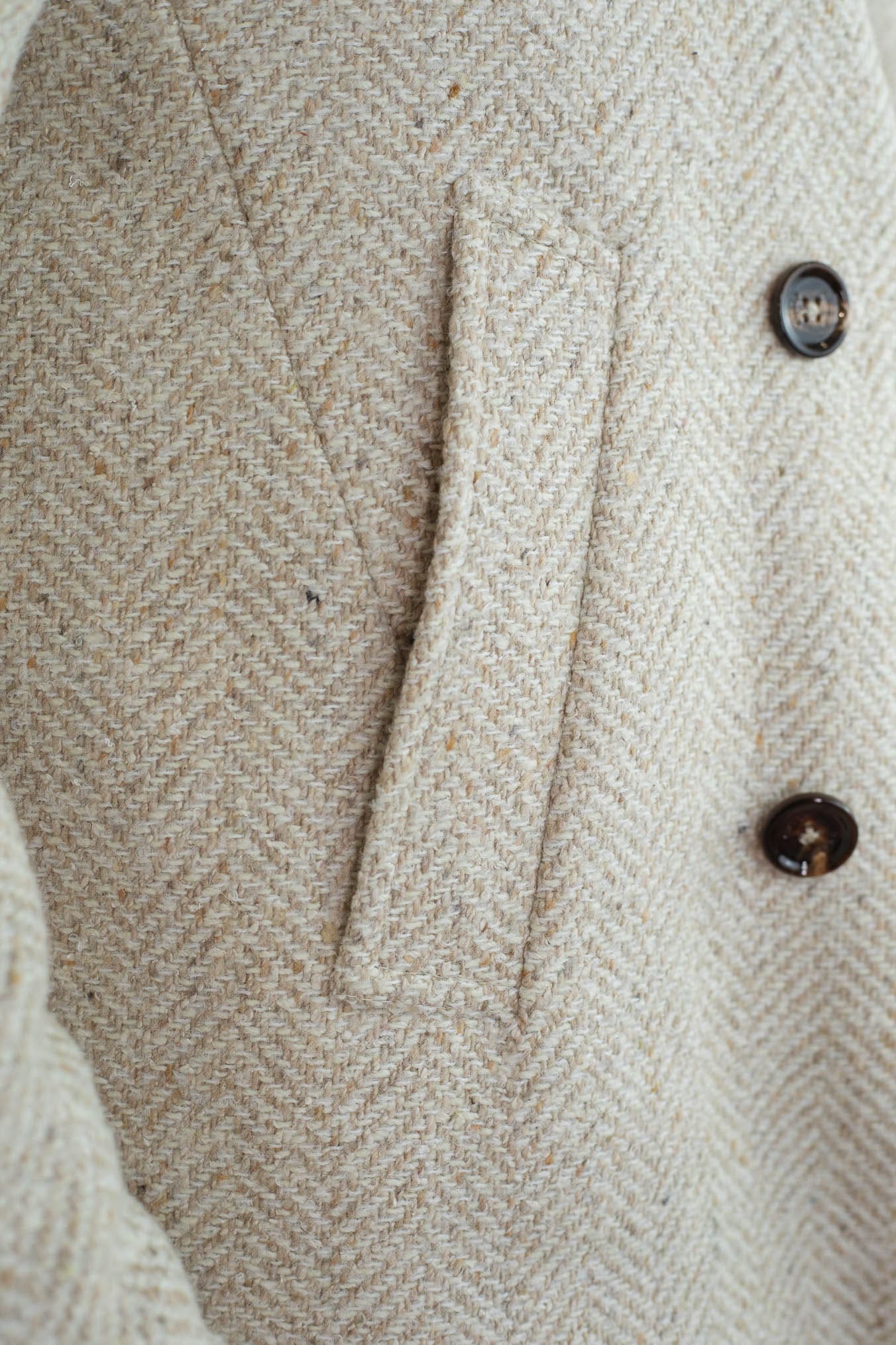 KIRED Giaccone Chevron Doppiopetto "Jannu" Beige Cappuccio