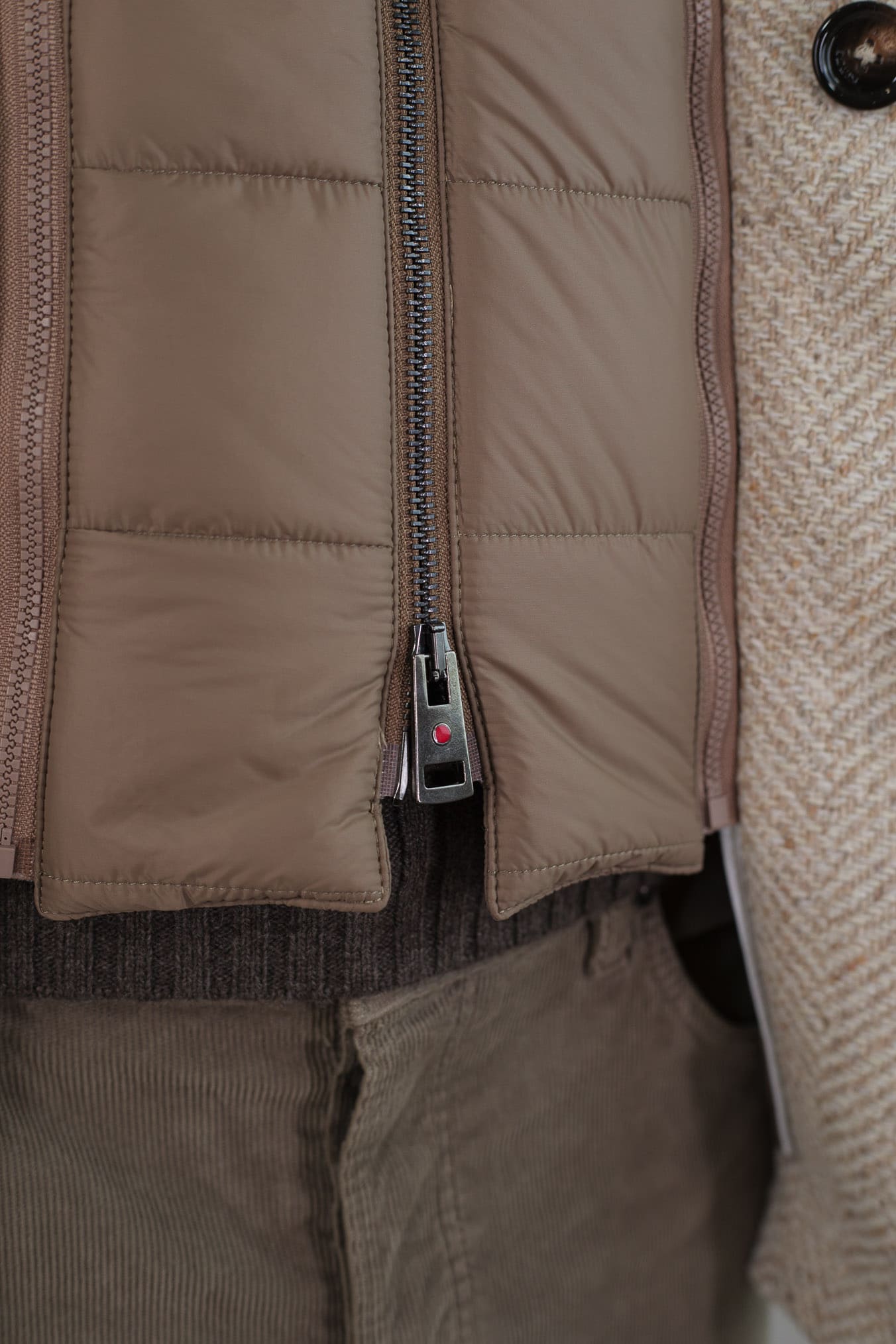 KIRED Giaccone Chevron Doppiopetto "Jannu" Beige Cappuccio