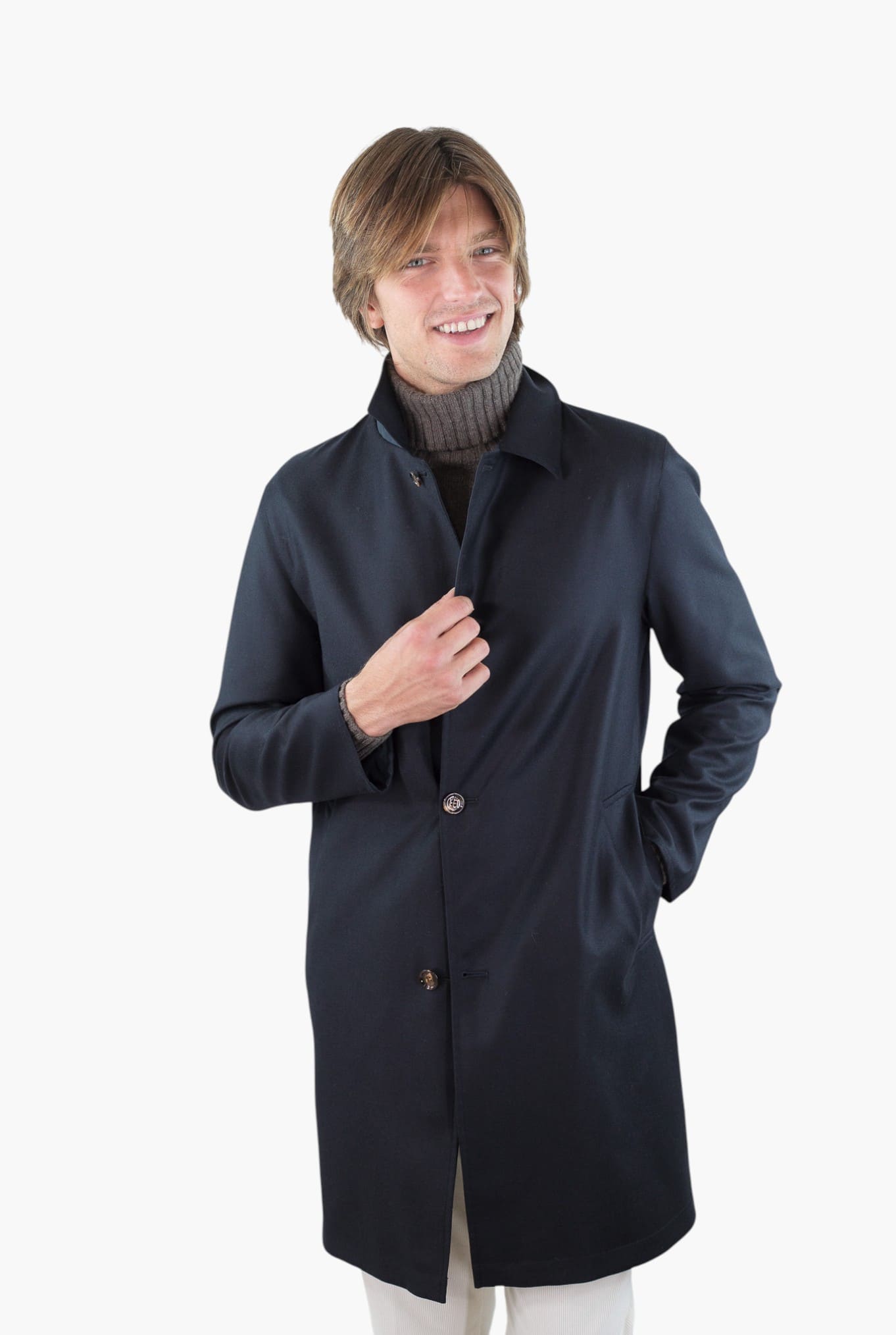 KIRED Cappotto Reversibile Lana e Nylon Blu/Blu