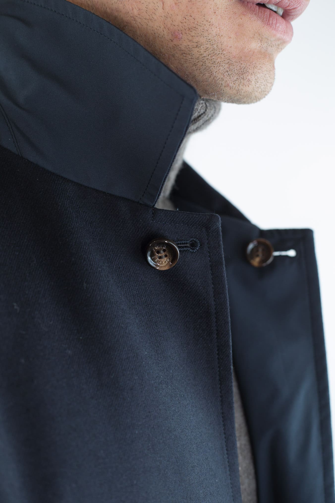 KIRED Cappotto Reversibile Lana e Nylon Blu/Blu