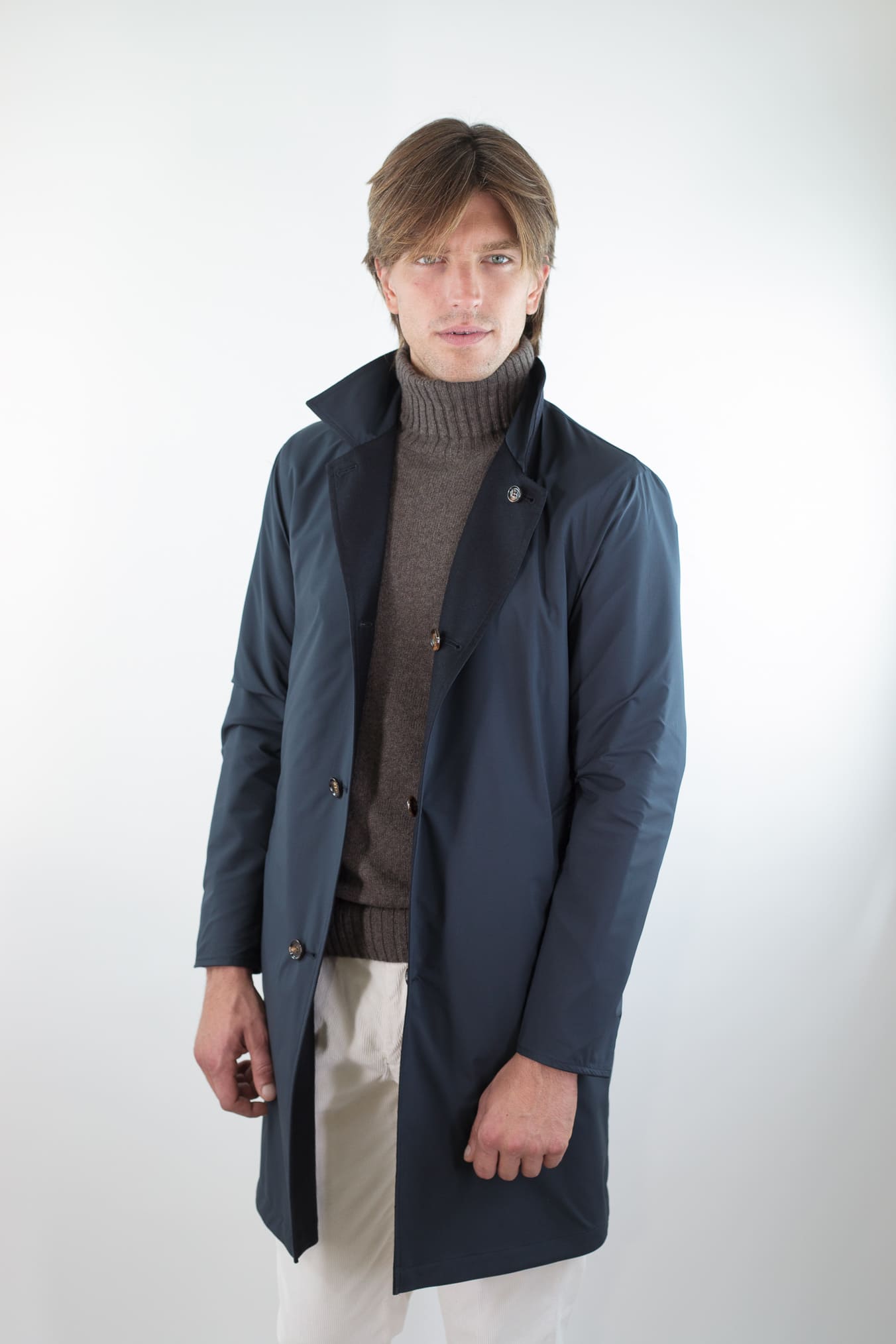 KIRED Cappotto Reversibile Lana e Nylon Blu/Blu