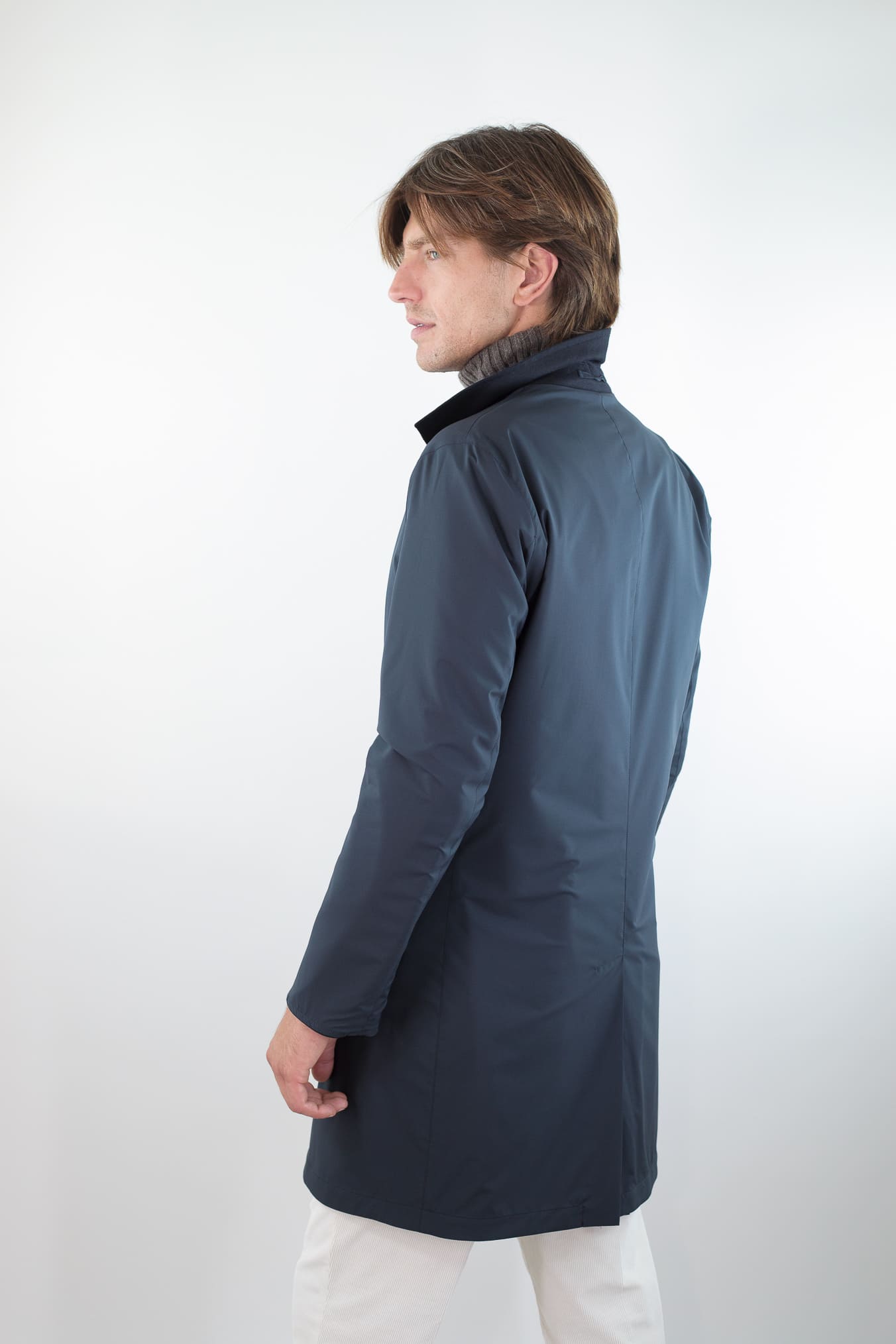 KIRED Cappotto Reversibile Lana e Nylon Blu/Blu