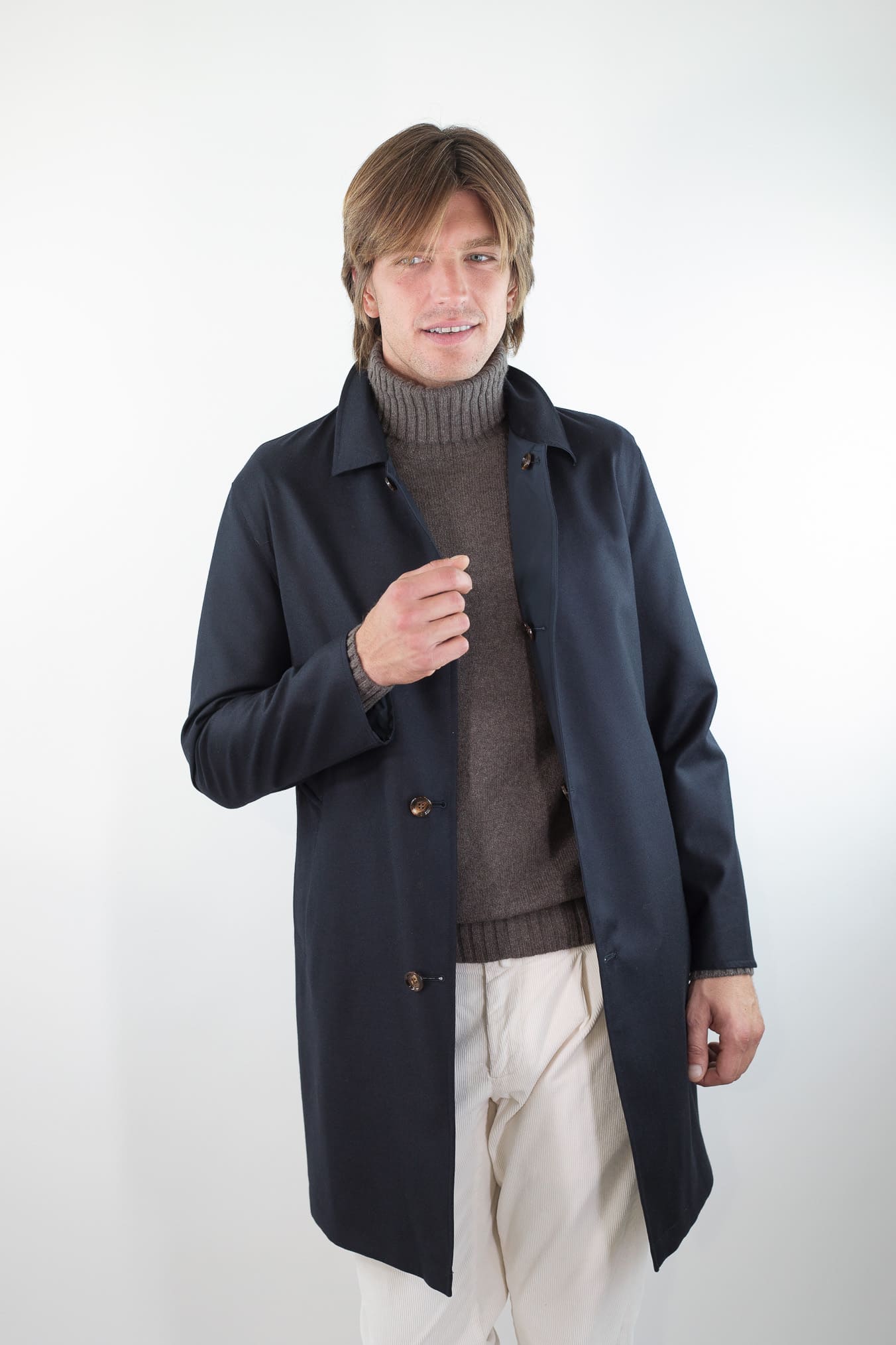 KIRED Cappotto Reversibile Lana e Nylon Blu/Blu