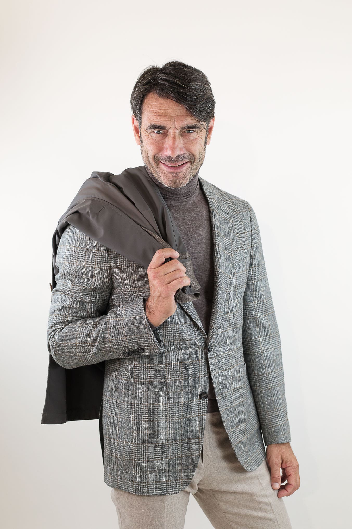 KIRED Cappotto Reversibile Lana e Nylon Spigato/Marrone