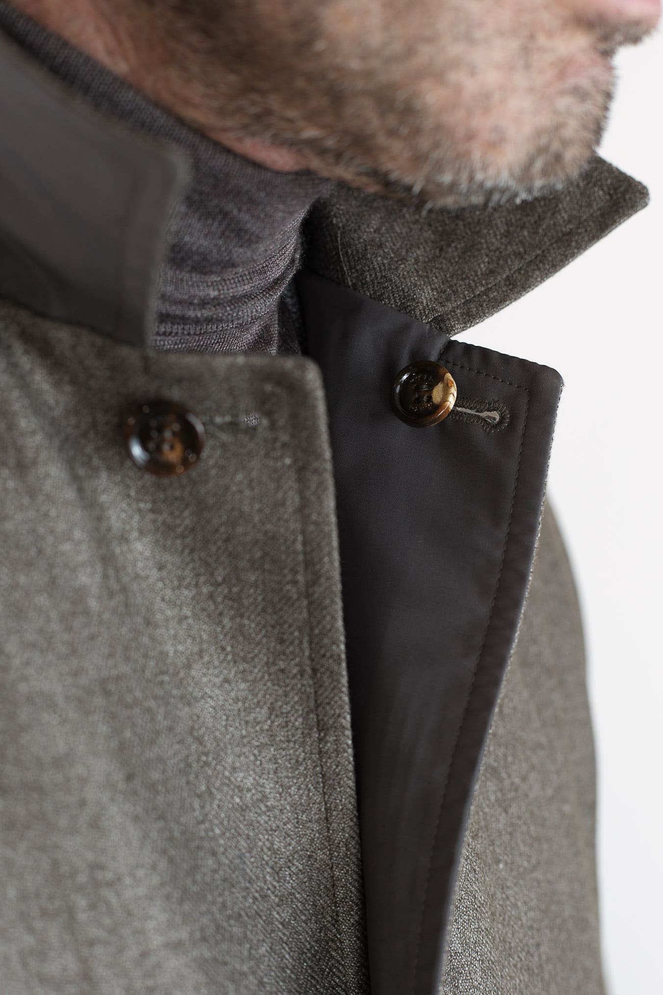 KIRED Cappotto Reversibile Lana e Nylon Spigato/Marrone