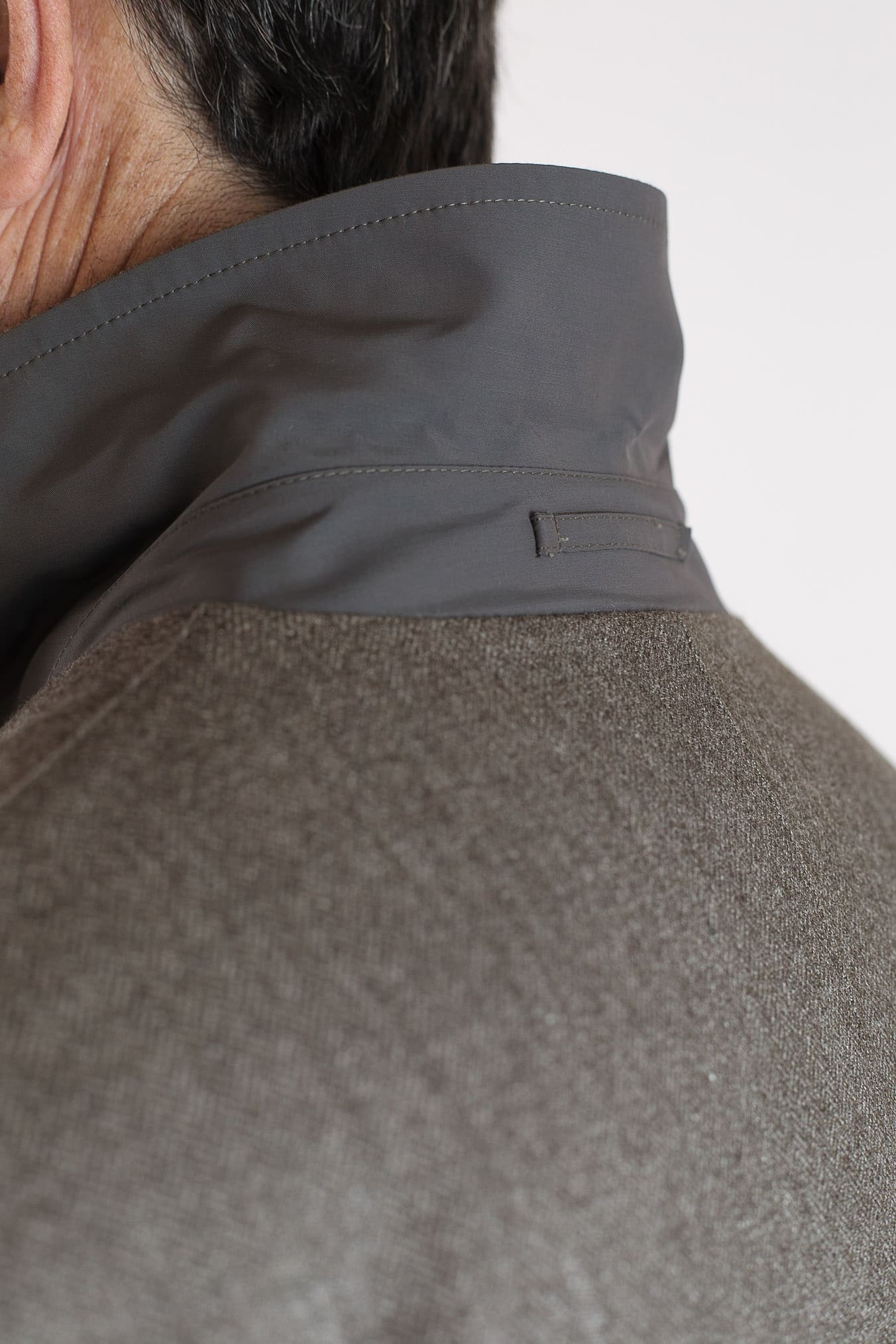 KIRED Cappotto Reversibile Lana e Nylon Spigato/Marrone