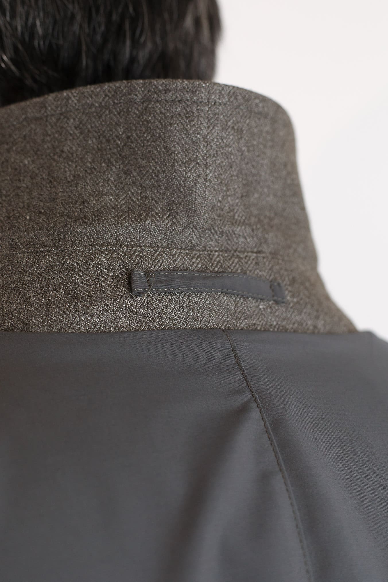 KIRED Cappotto Reversibile Lana e Nylon Spigato/Marrone