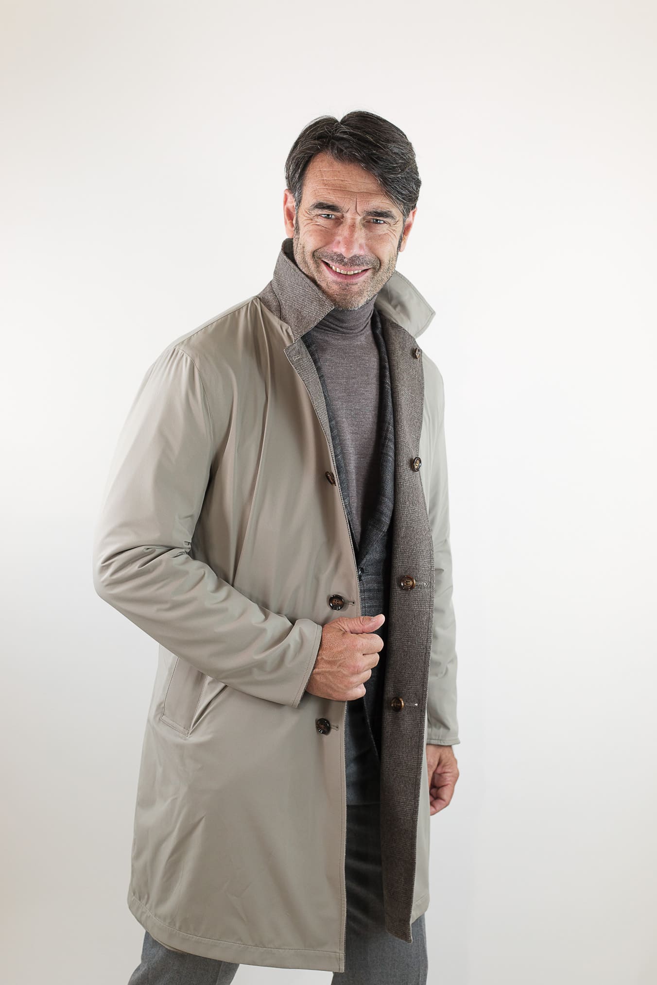 KIRED Cappotto Reversibile Lana Nylon Galles/Beige