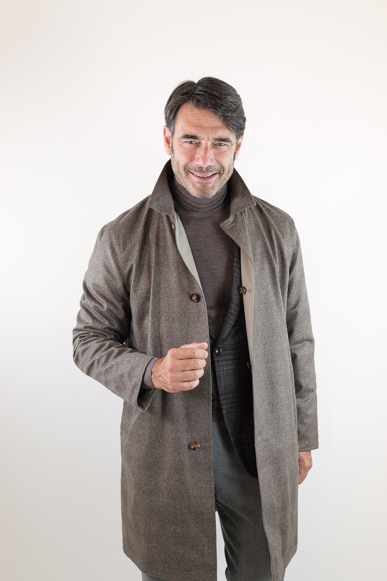 KIRED Cappotto Reversibile Lana Nylon Galles/Beige