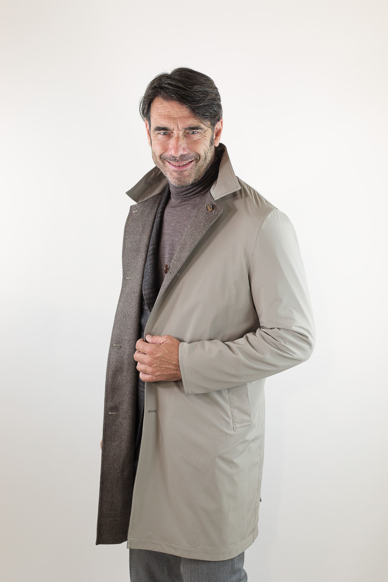 KIRED Cappotto Reversibile Lana Nylon Galles/Beige