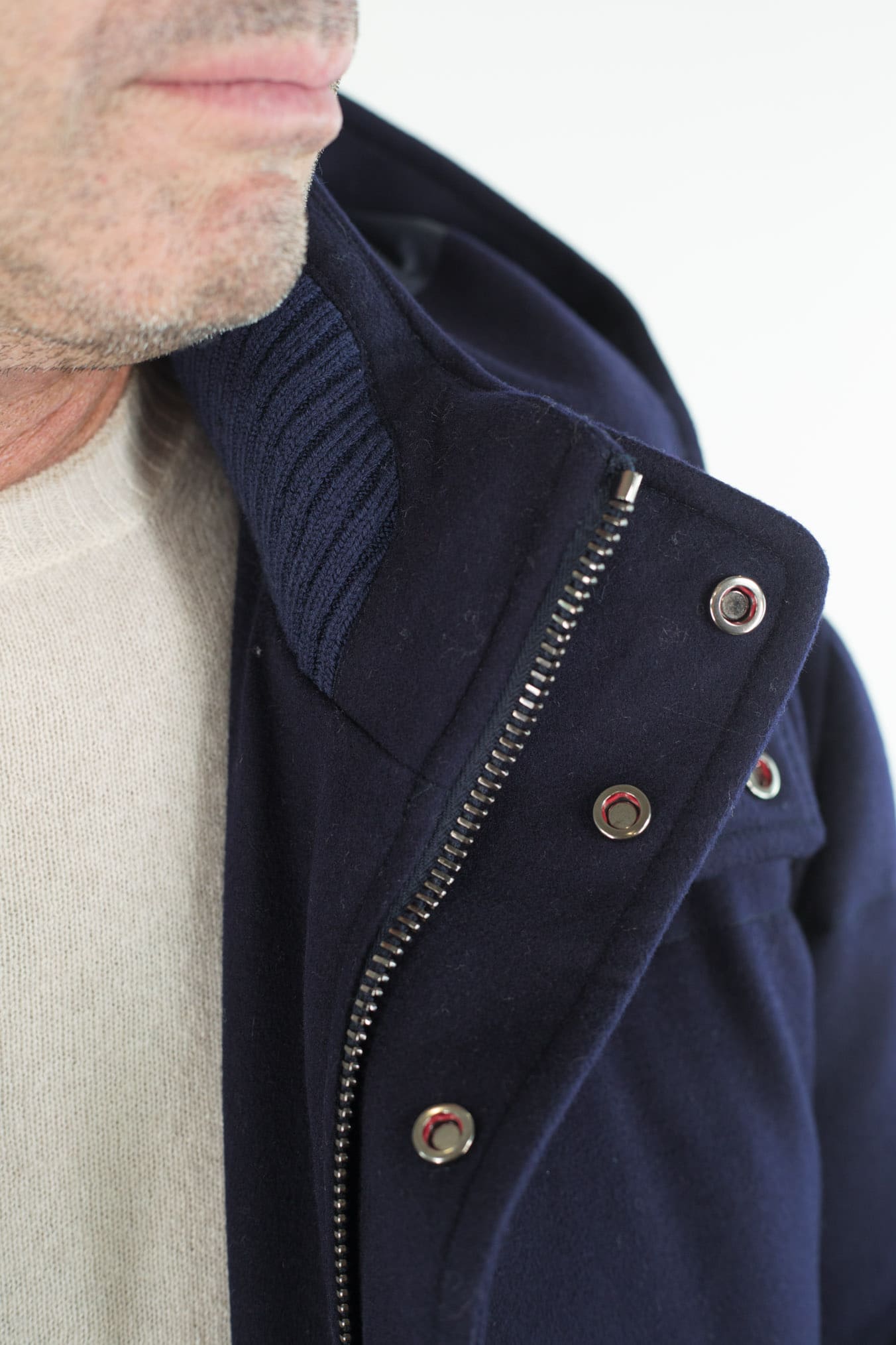 KIRED Giaccone Piuma D'Oca Lana Cappuccio Blu