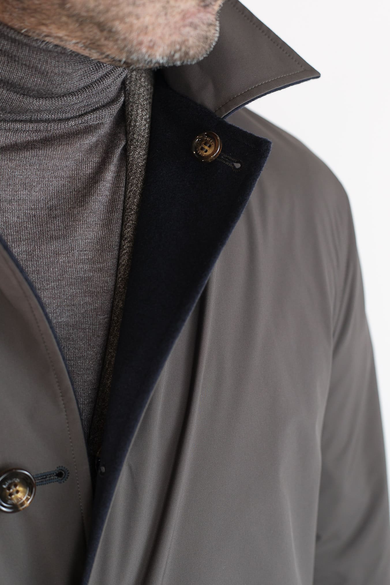 KIRED Cappotto Reversibile Cashmere Nylon Blu/Tortora