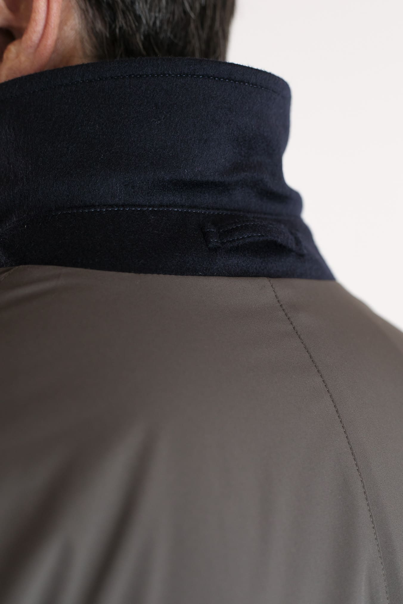 KIRED Cappotto Reversibile Cashmere Nylon Blu/Tortora