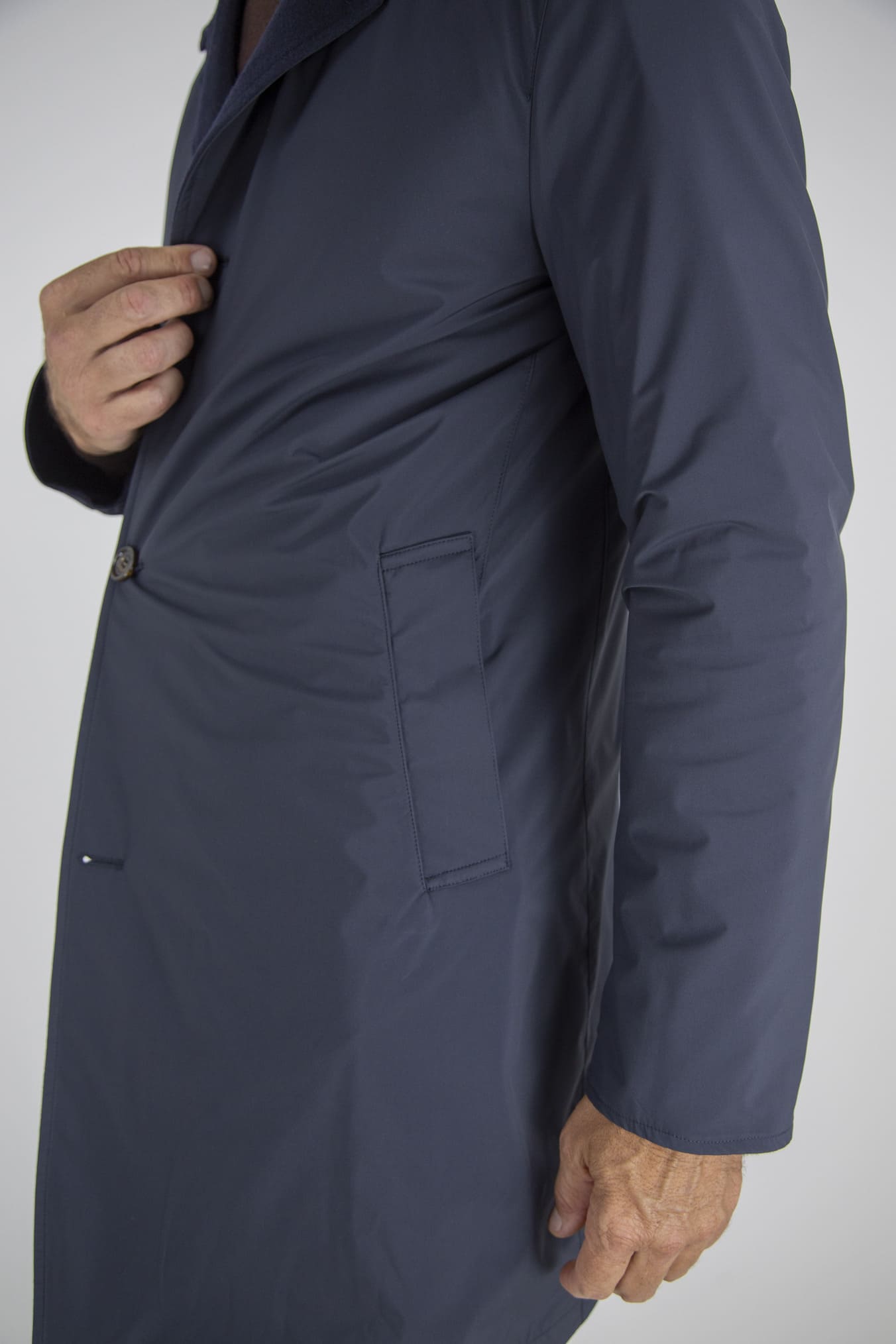 KIRED Cappotto Reversibile Cashmere Nylon Blu/Blu