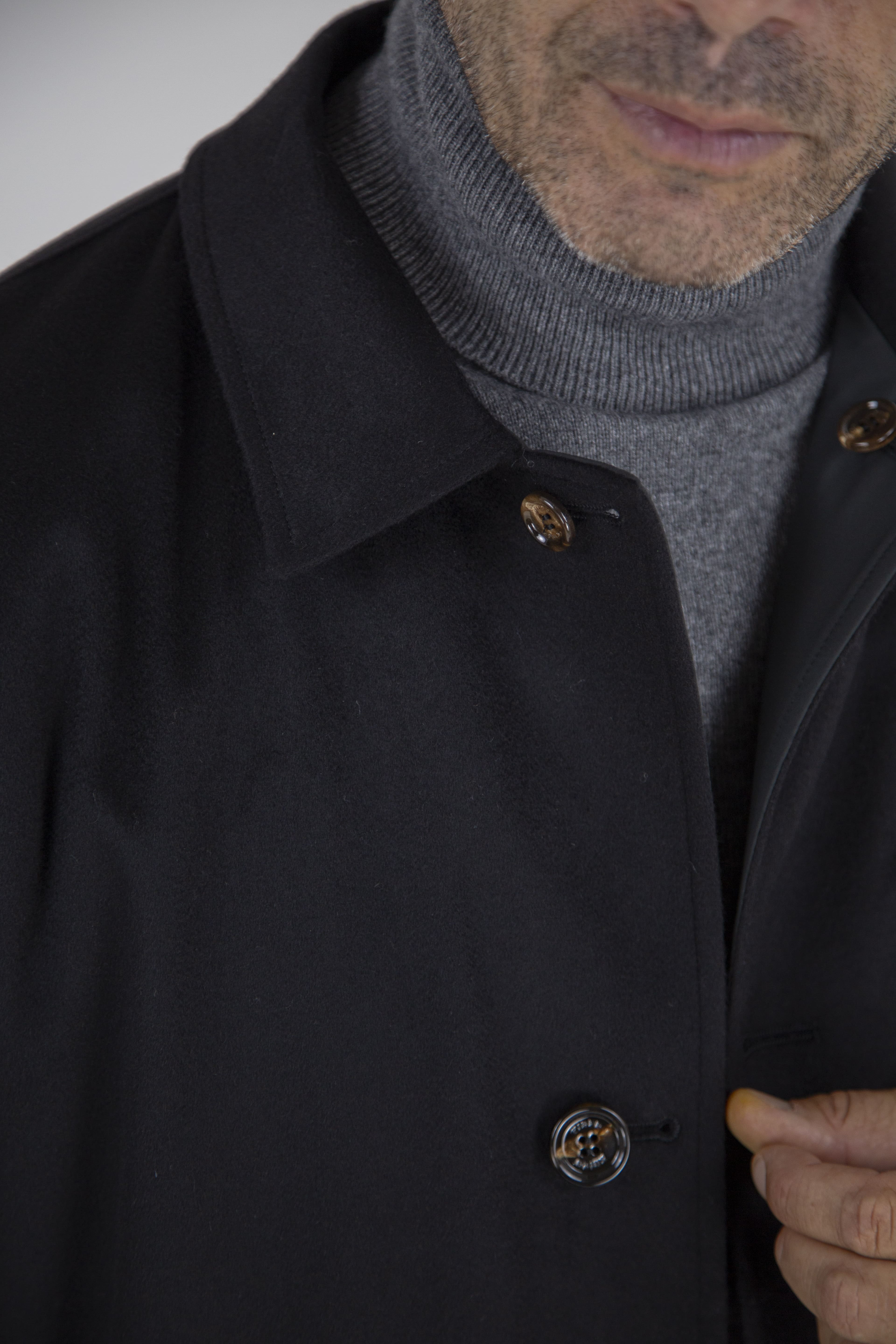 KIRED Cappotto Reversibile Cashmere Nylon Nero/Nero