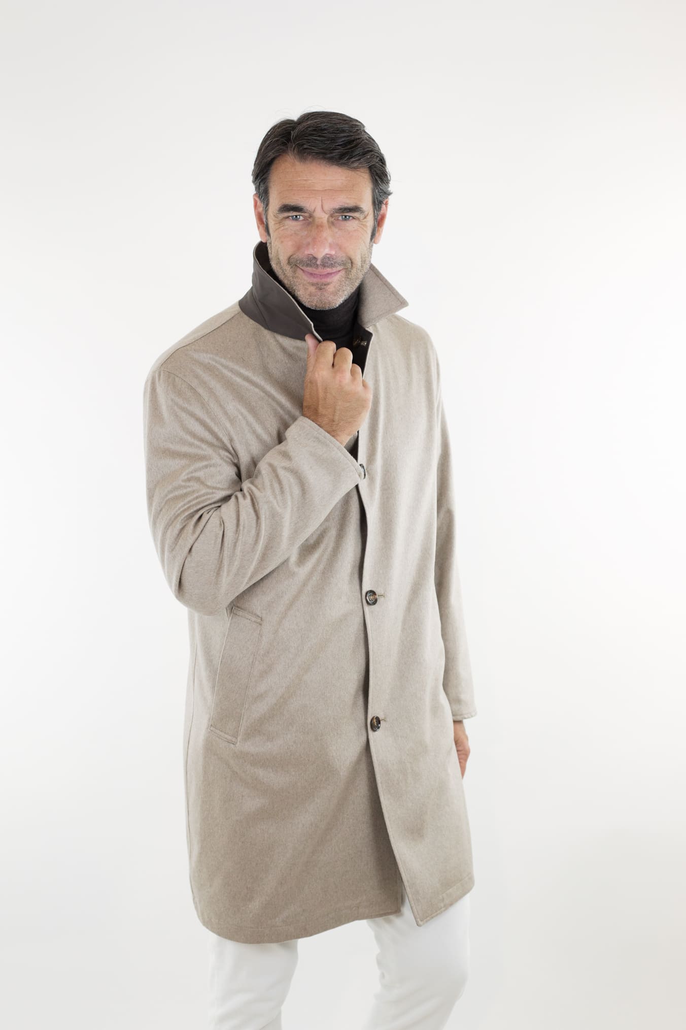 KIRED Cappotto Reversibile Cashmere Nylon Beige/Testa di Moro