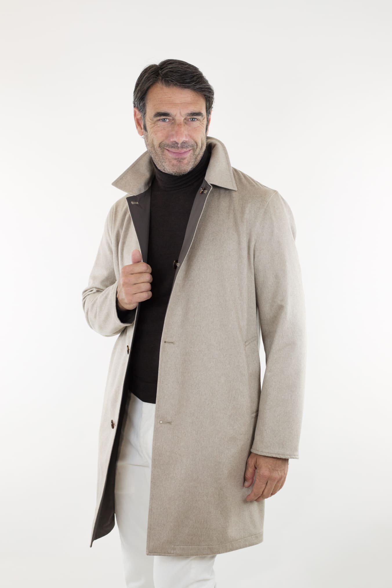 KIRED Cappotto Reversibile Cashmere Nylon Beige/Testa di Moro